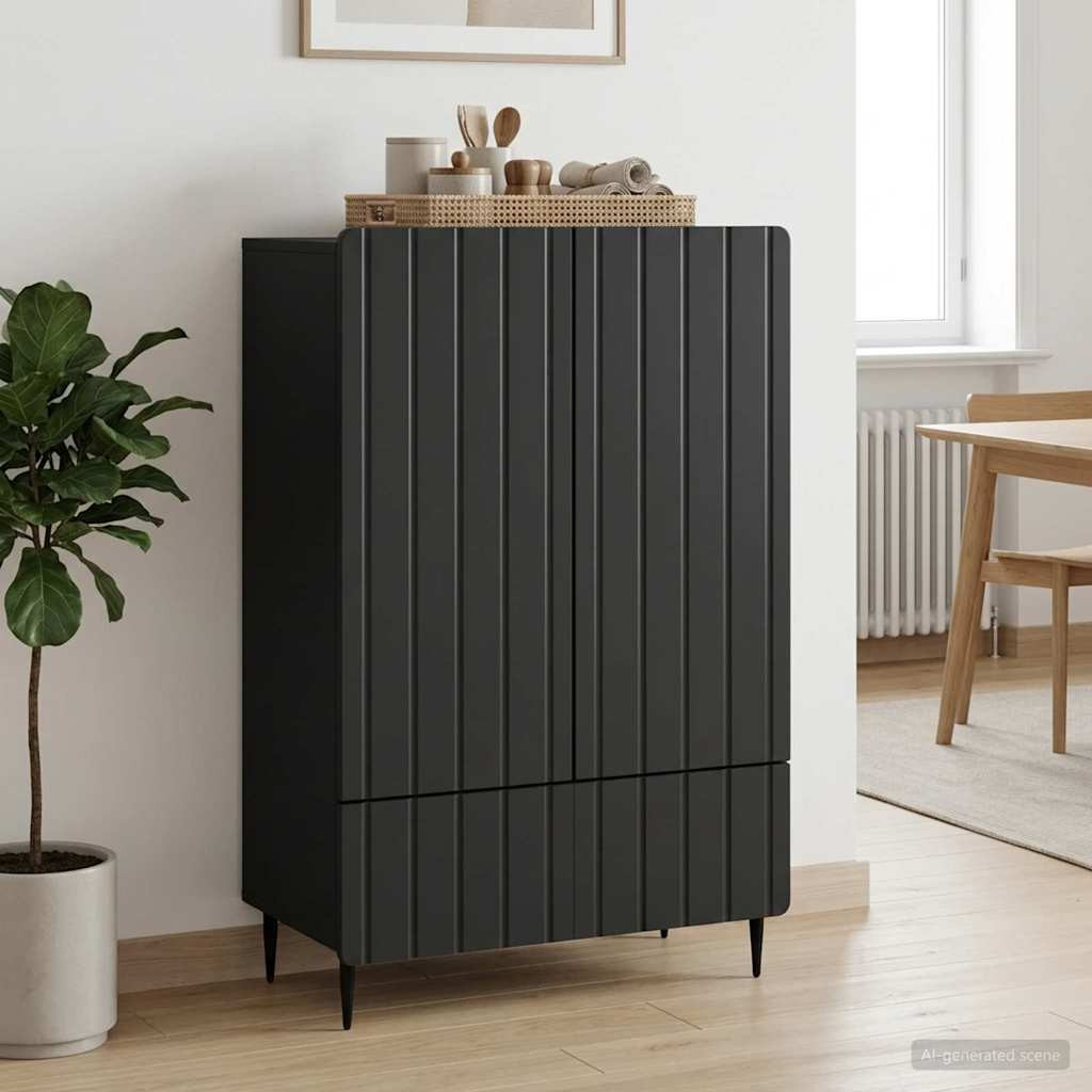 vidaXL Sideboard Schwarz 66 x 34,5 x 97 cm Holzwerkstoff