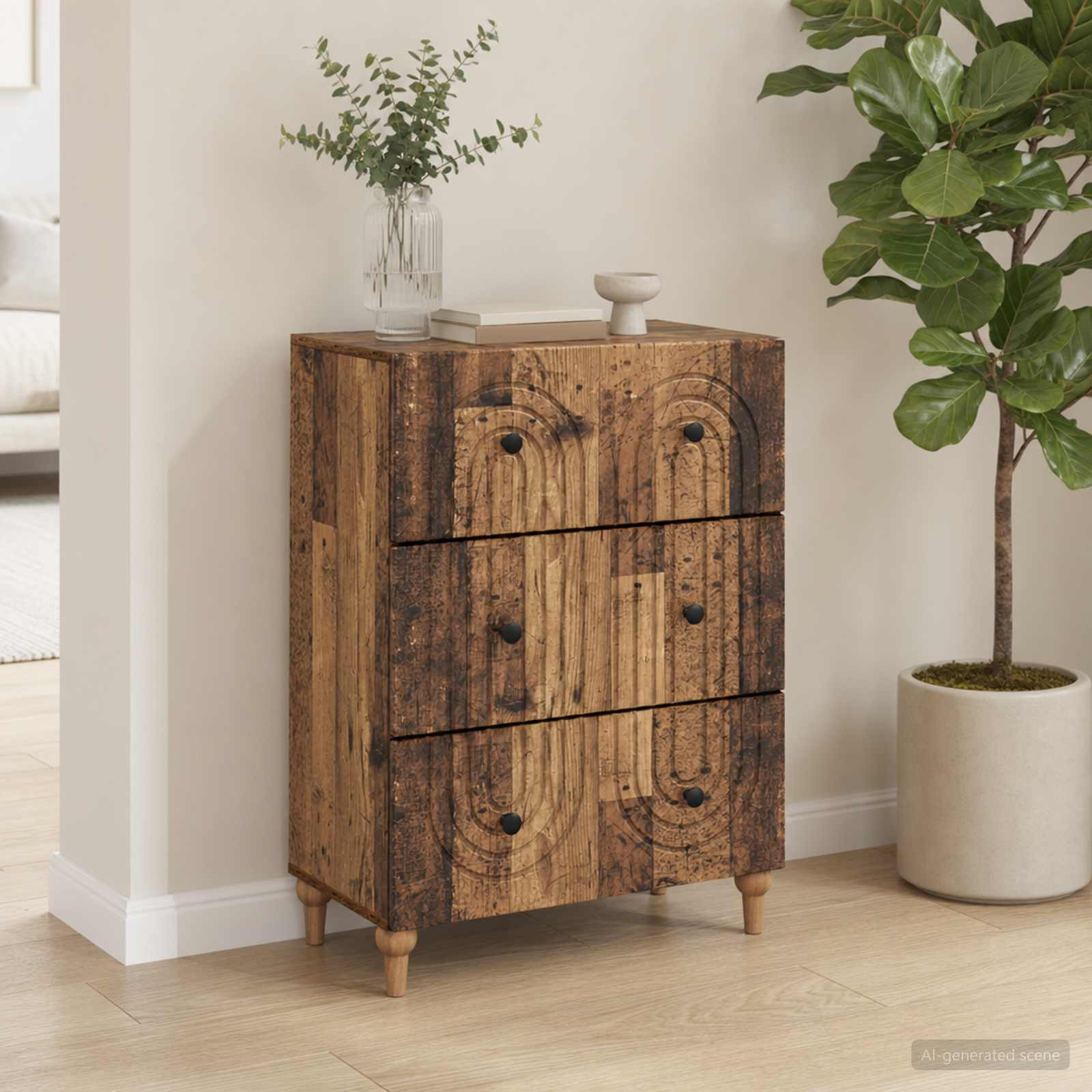 vidaXL Schubladenschrank Altholz 66 x 34,5 x 90 cm Holzwerkstoff