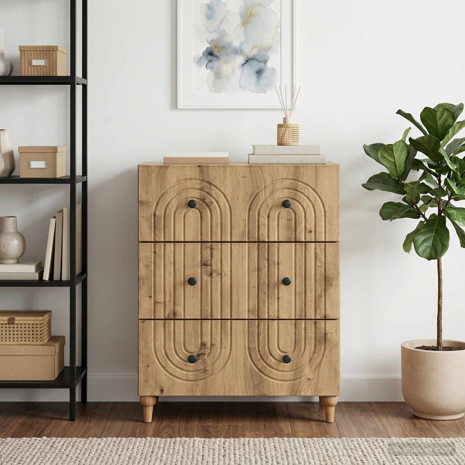 vidaXL Schubladenschrank 66 x 34,5 x 90 cm Holzwerkstoff Artisan-Eiche