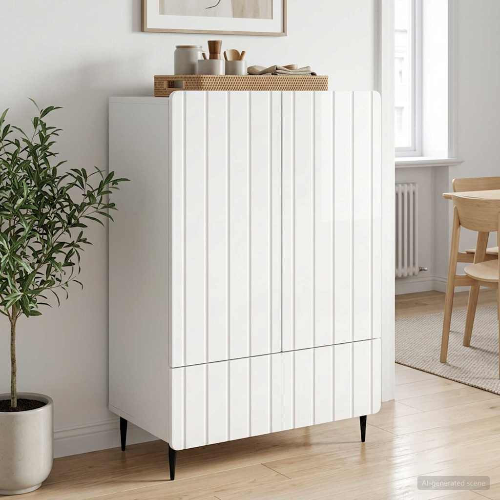 vidaXL Sideboard Hochglanz Weiß 66 x 34,5 x 97 cm Holzwerkstoff