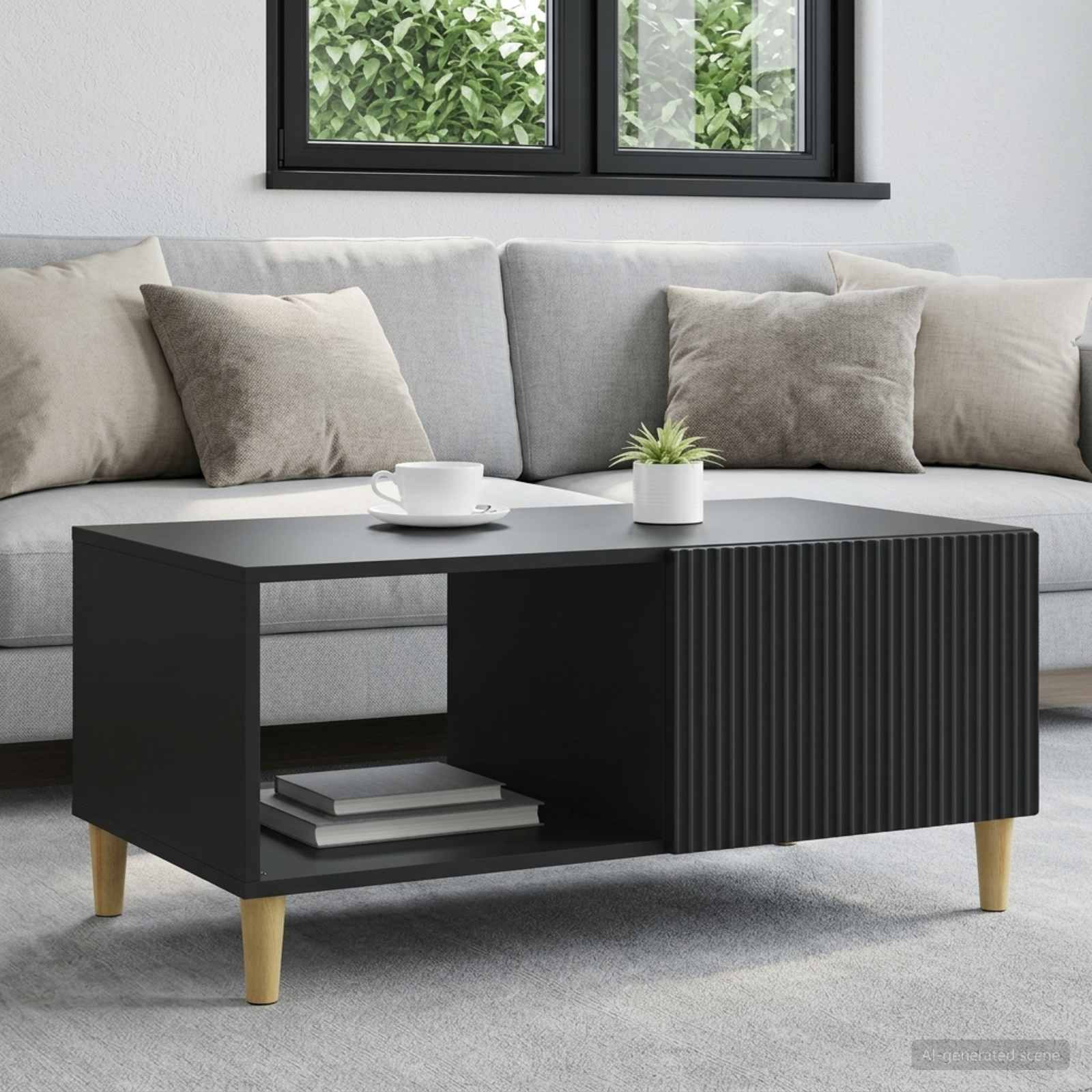 vidaXL Couchtisch Schwarz 90 x 50 x 40 cm Holzwerkstoff
