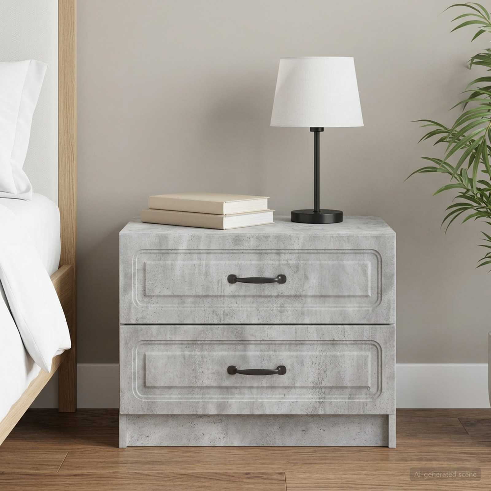vidaXL Nachttisch Betongrau 62 x 34,5 x 44,5 cm Holzwerkstoff