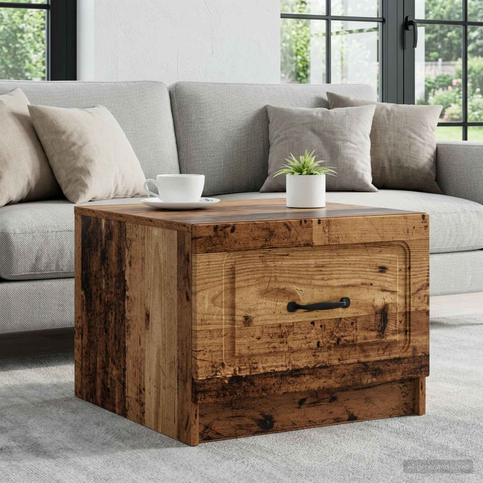 vidaXL Couchtisch mit Schubladen Altholz 49 x 50 x 37 cm Holzwerkstoff