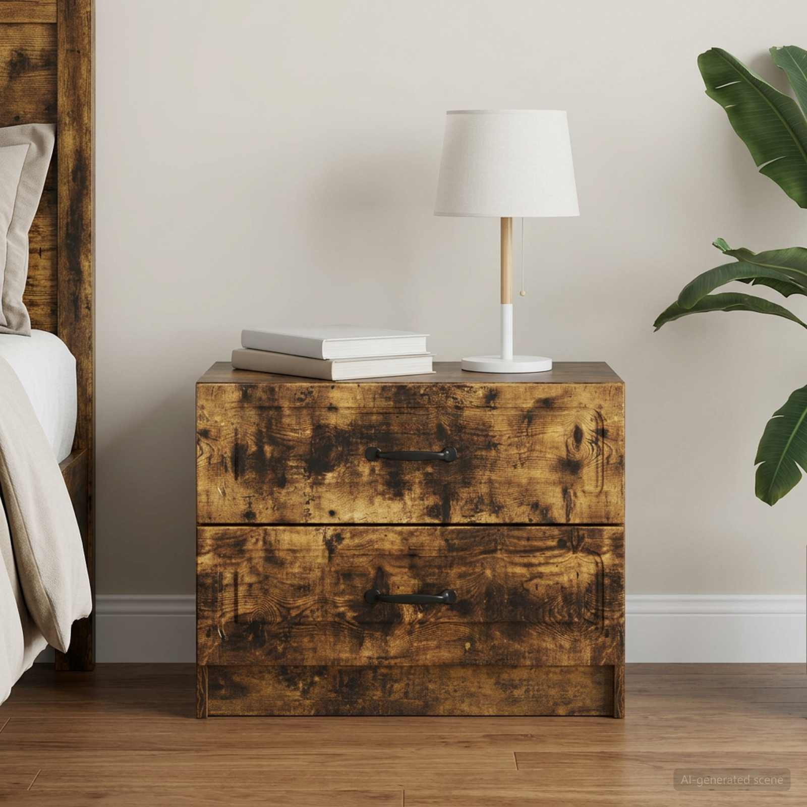 vidaXL Nachttisch Geräucherte Eiche 62 x 34,5 x 44,5 cm Holzwerkstoff