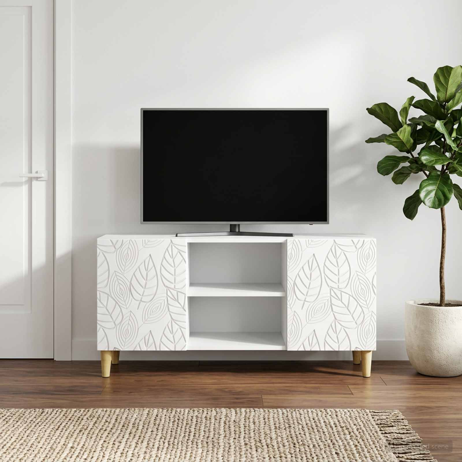 vidaXL TV-Schränk 102 x 34,5 x 50 cm Weiß Holzwerkstoff