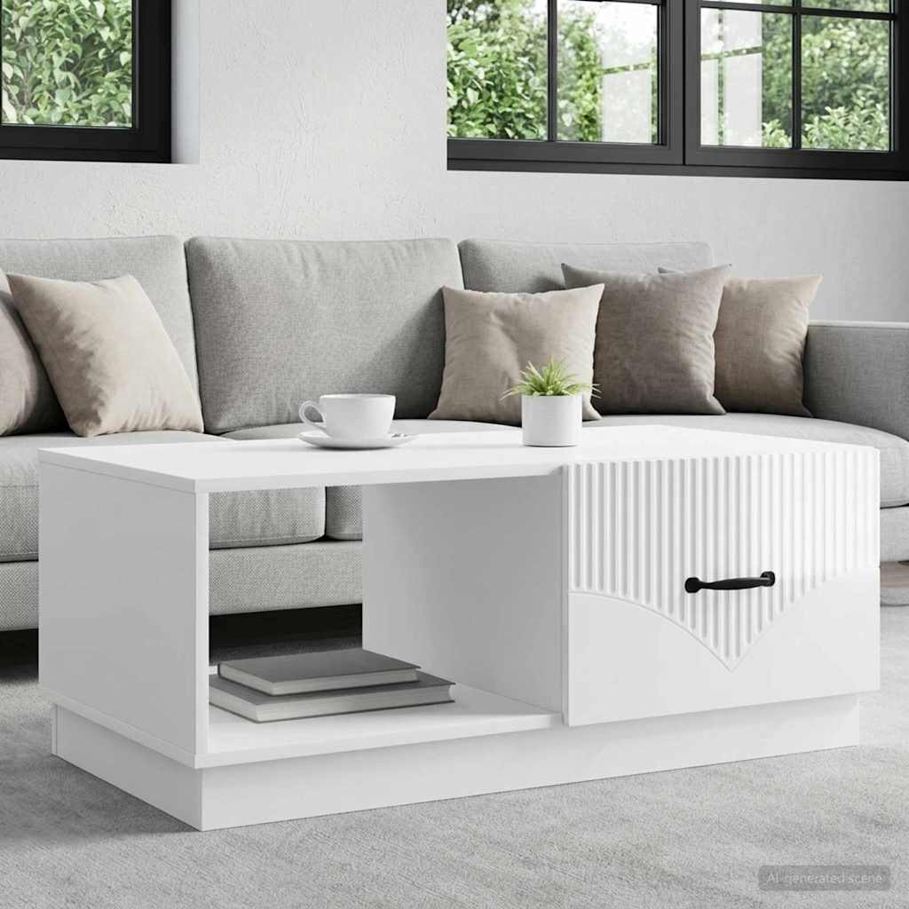 vidaXL Couchtisch Hochglanz Weiß 90 x 50 x 37 cm Holzwerkstoff