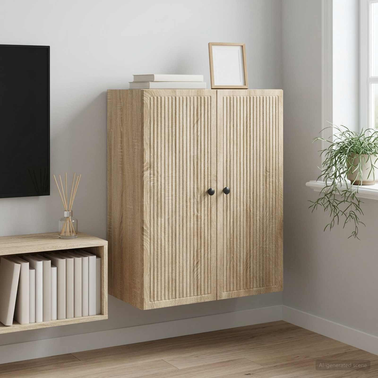 vidaXL Wandschrank Sonoma-Eiche 66 x 34,5 x 90 cm Holzwerkstoff