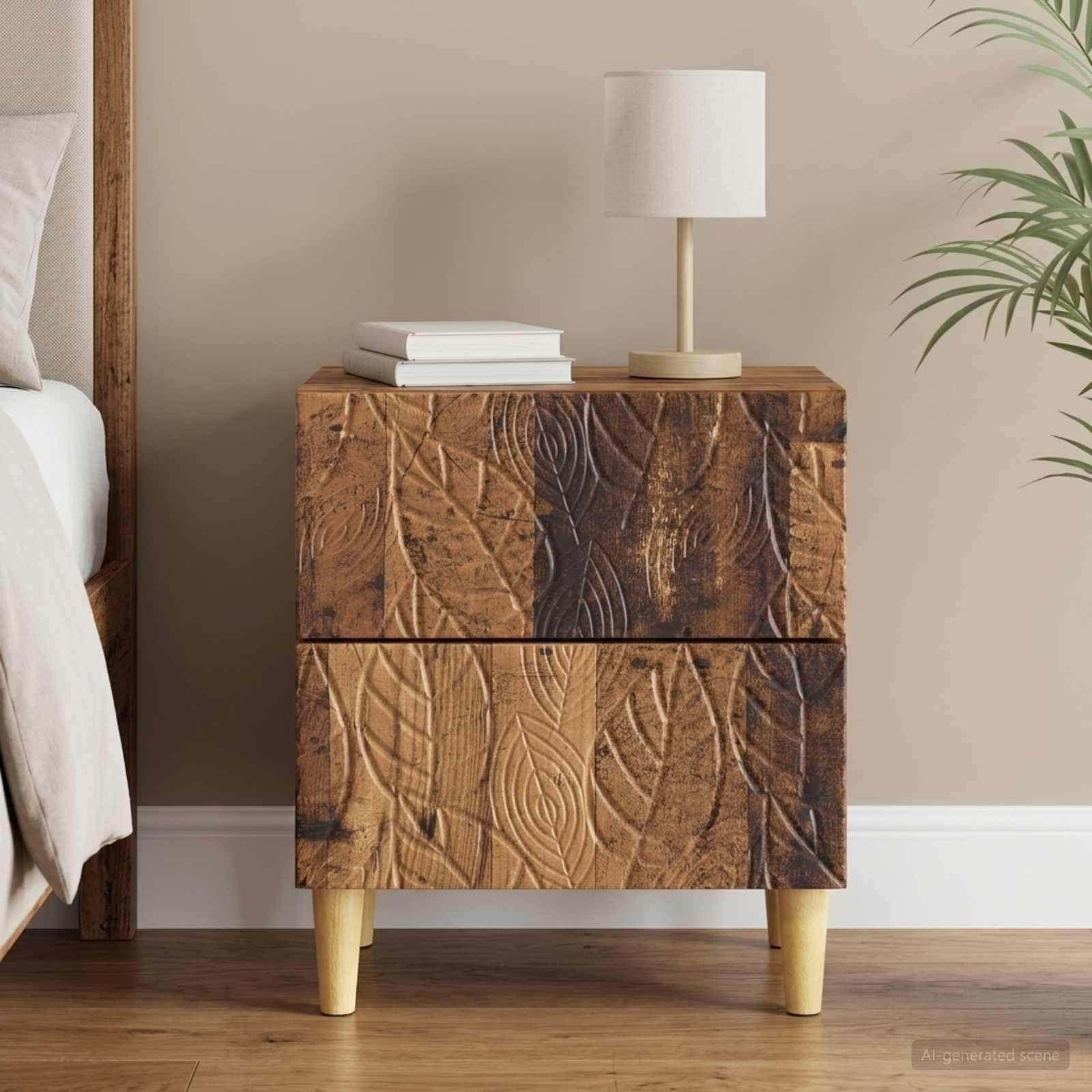 vidaXL Nachttisch Altholz 43 x 34,5 x 48 cm Holzwerkstoff