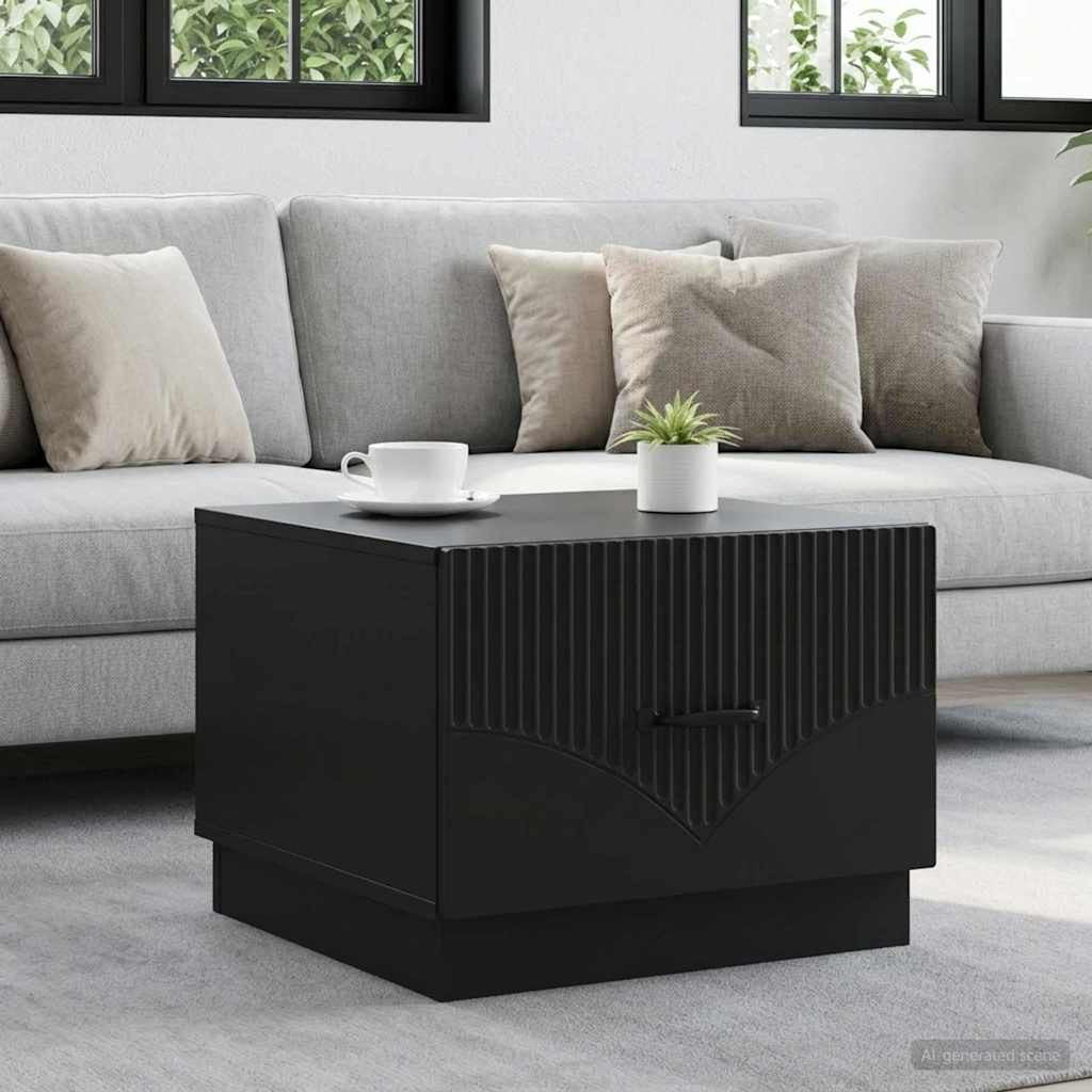 vidaXL Couchtisch mit Schubladen Schwarz 49 x 50 x 37 cm Holzwerkstoff