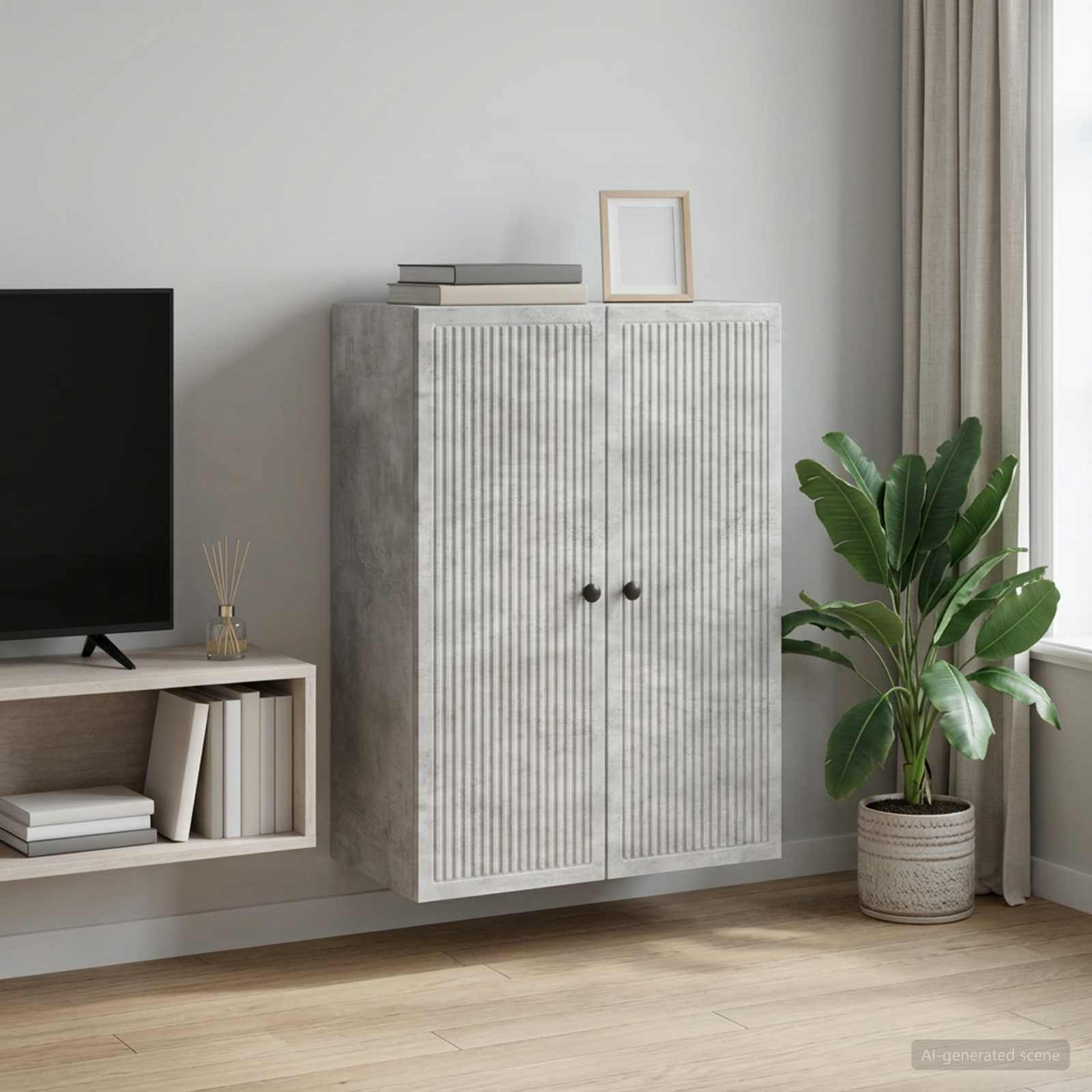 vidaXL Wandschrank Betongrau 66 x 34,5 x 90 cm Holzwerkstoff