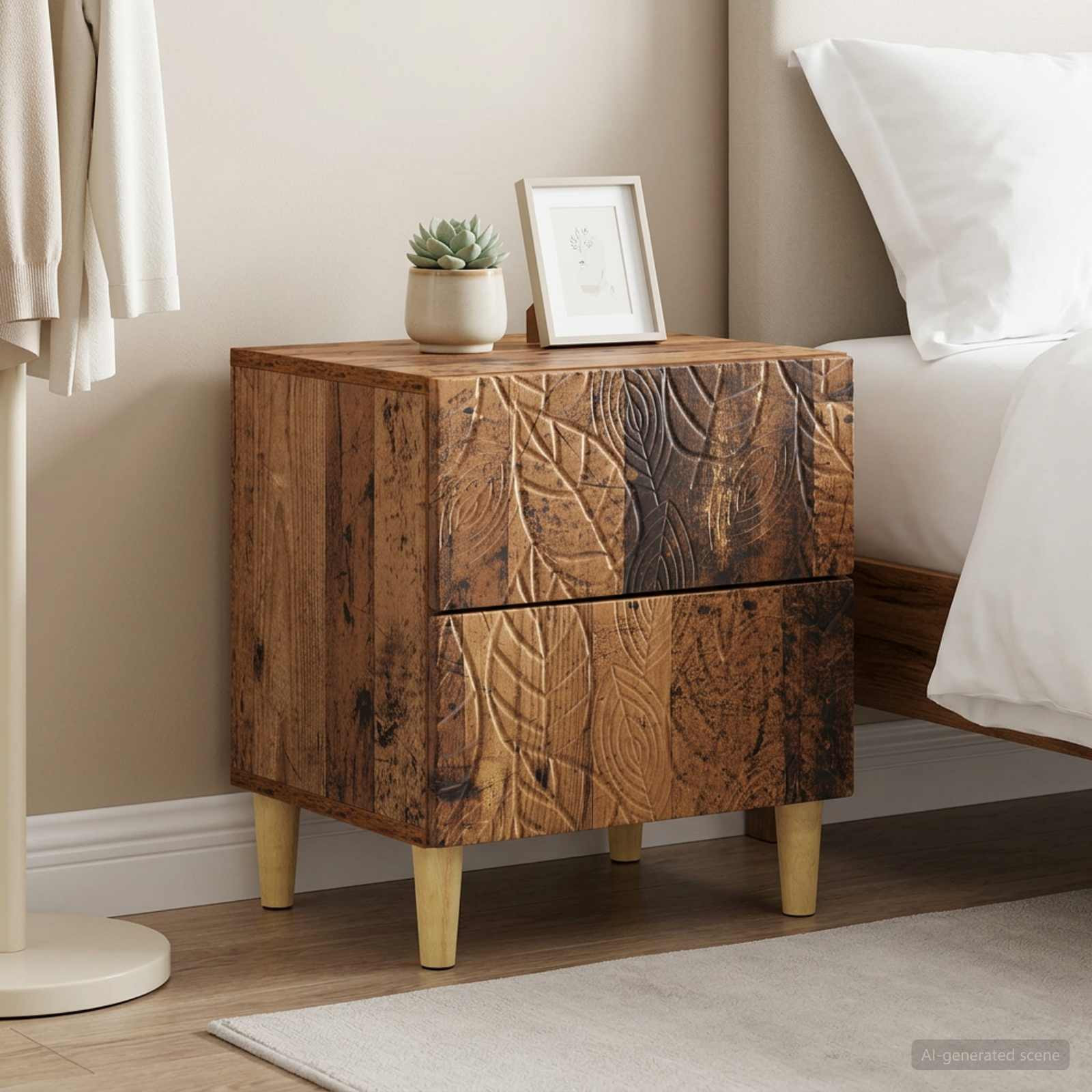 vidaXL Nachttisch 2 pcs Altholz 43 x 34,5 x 48 cm Holzwerkstoff