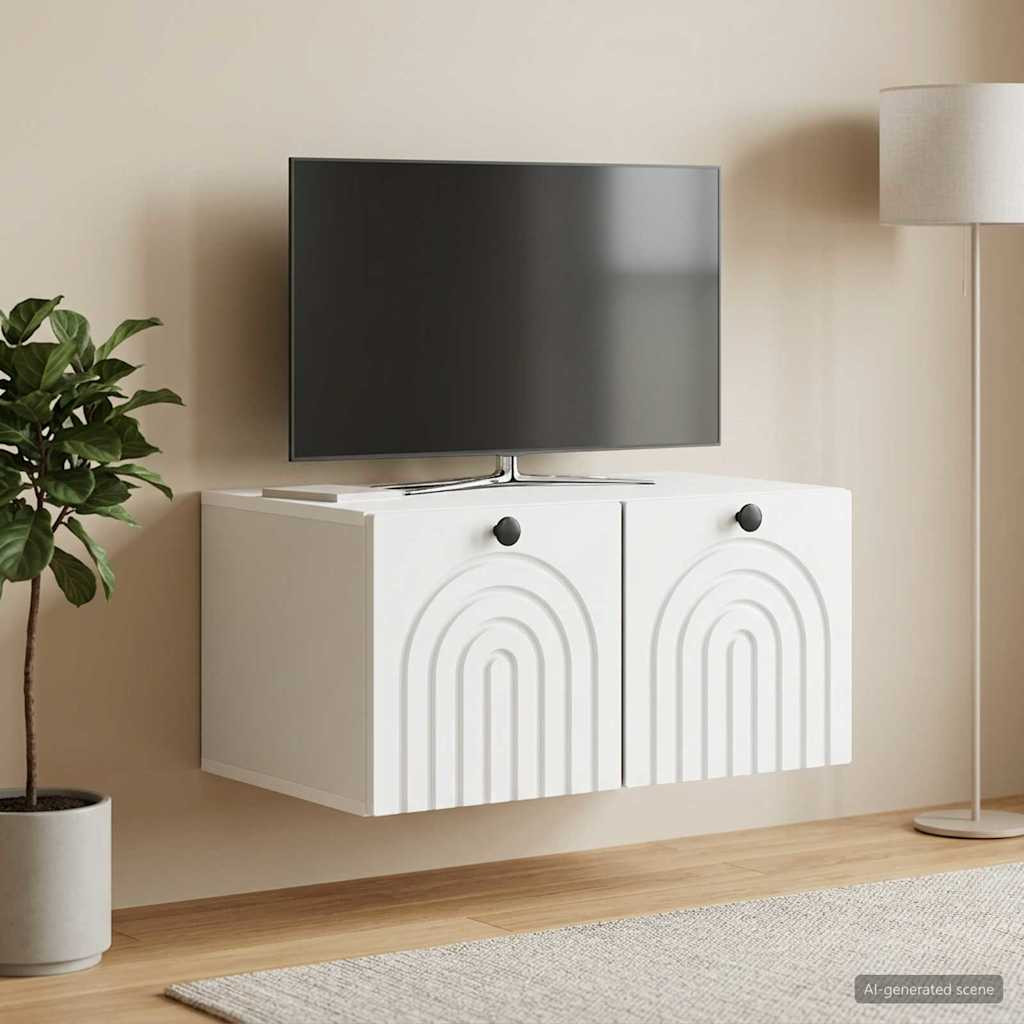 vidaXL Wandmontierter TV-Schrank Weiß 59,5 x 41 x 30 cm Holzwerkstoff