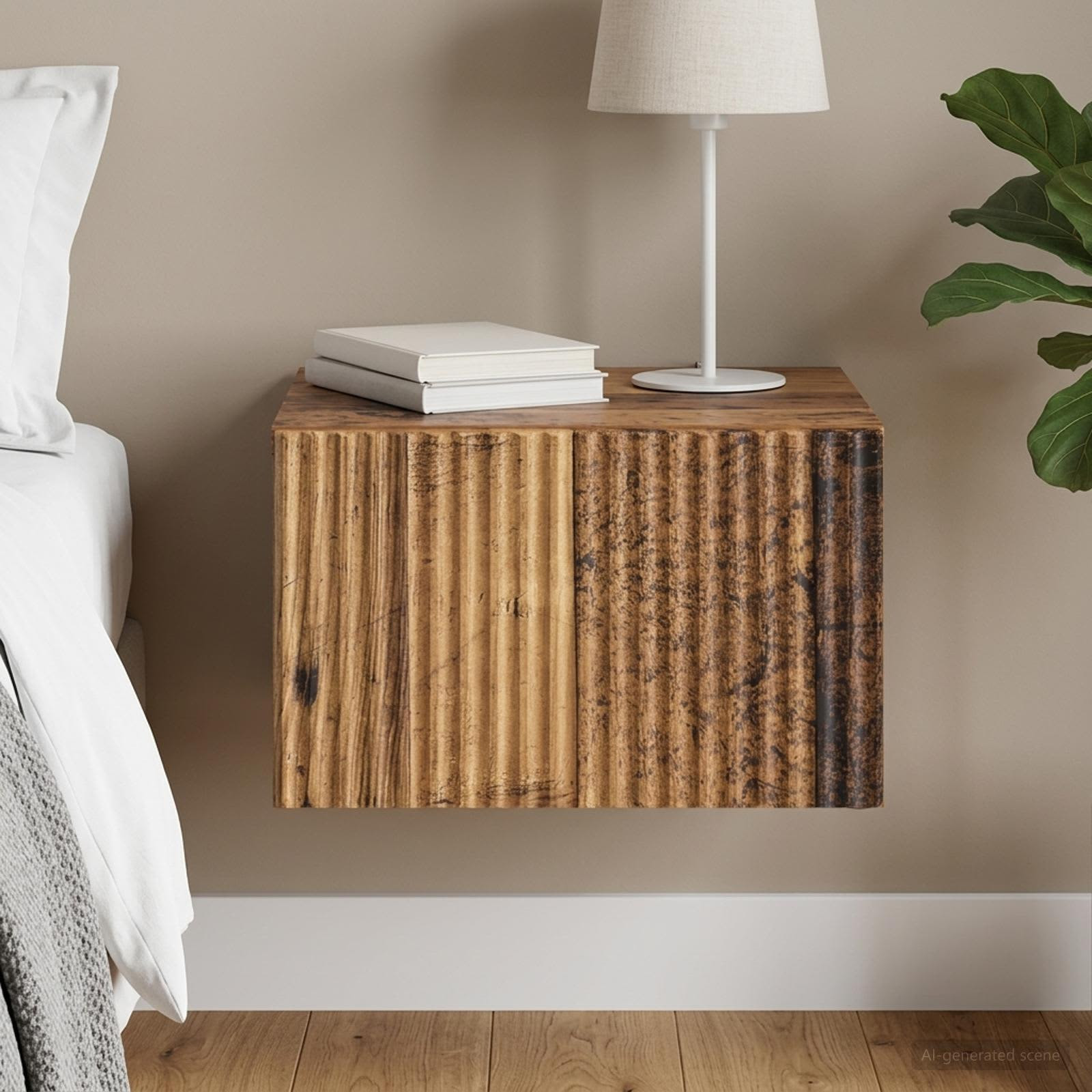 vidaXL Wandmontierter Nachttisch Altholz 33 x 34,5 x 20 cm