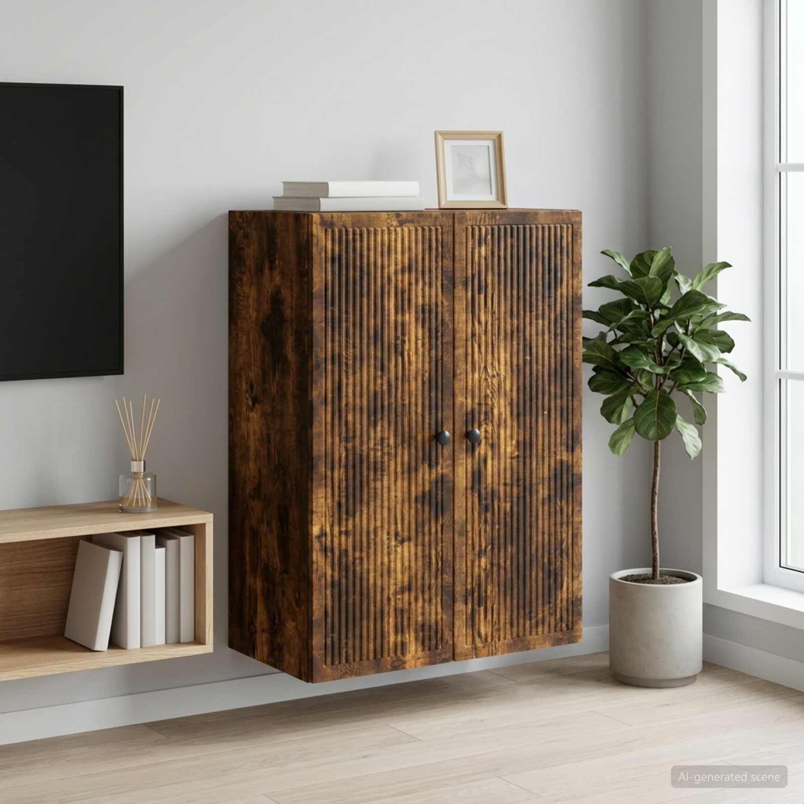 vidaXL Wandschrank Geräucherte Eiche 66 x 34,5 x 90 cm Holzwerkstoff