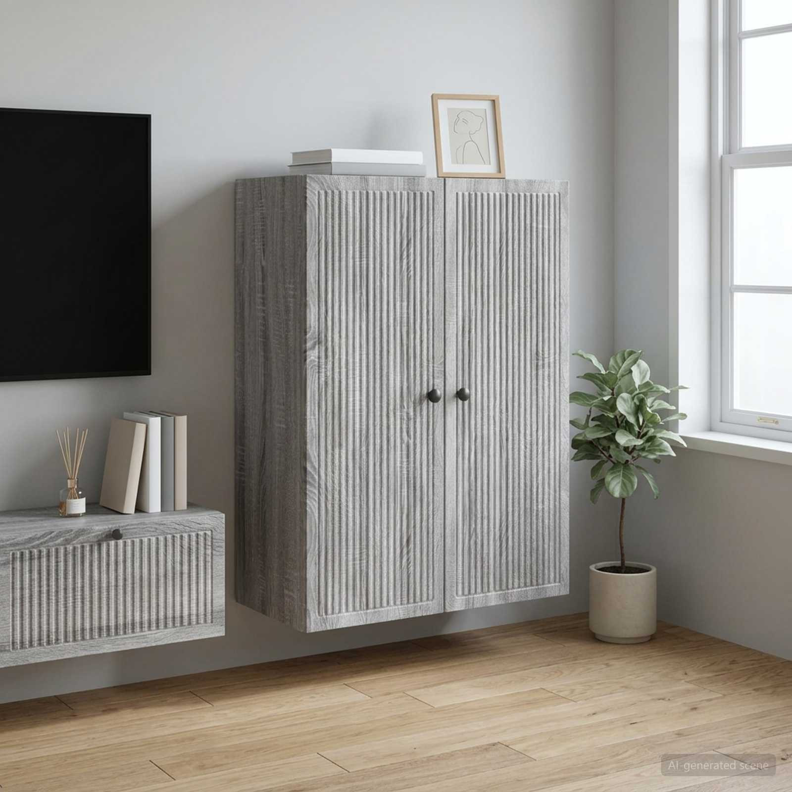 vidaXL Wandschrank Grau Sonoma 66 x 34,5 x 90 cm Holzwerkstoff