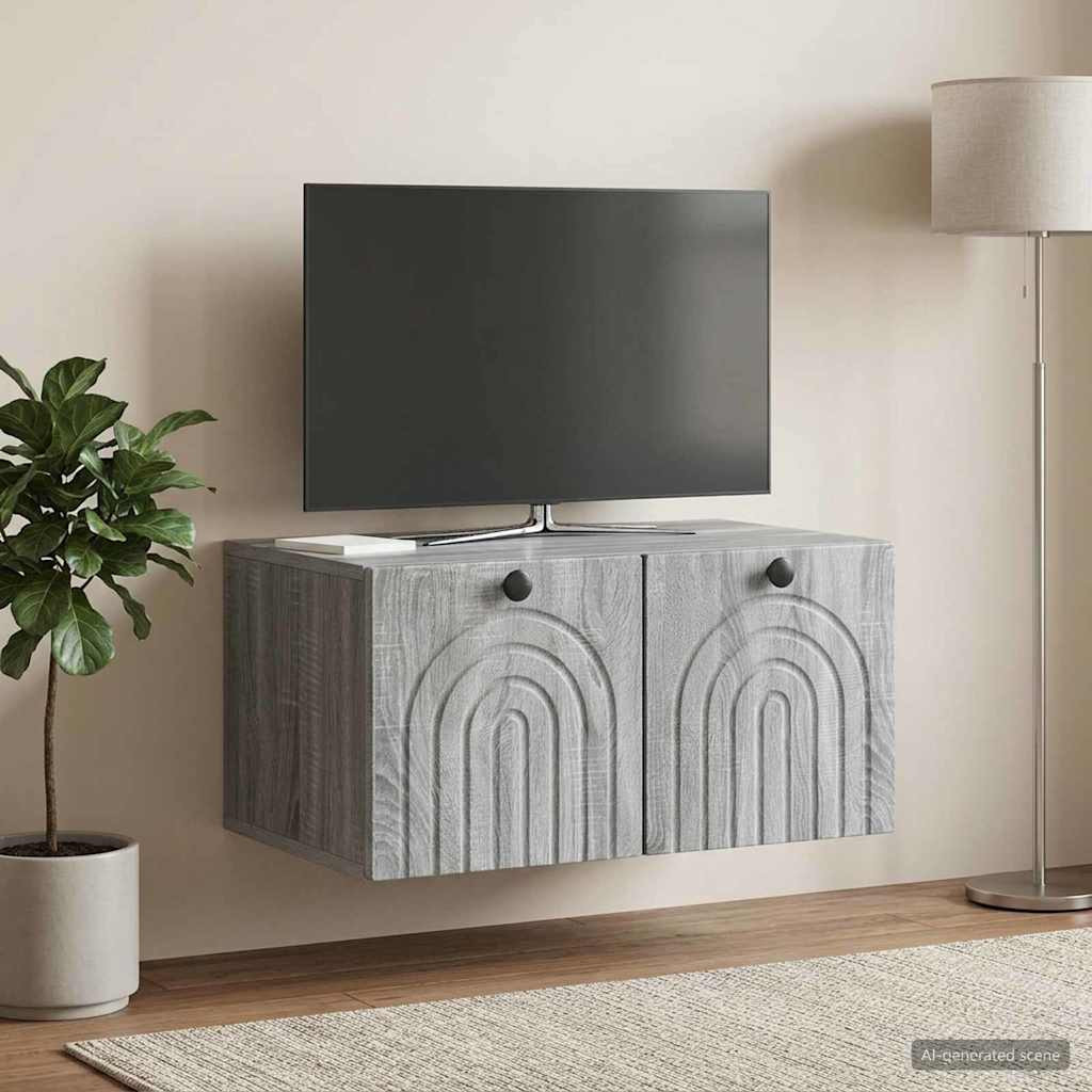 vidaXL Wandmontierter TV-Schrank Graues Sonoma 59,5 x 41 x 30 cm