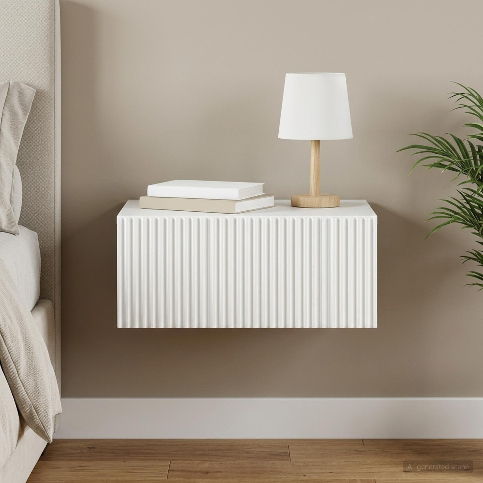 vidaXL Wandmontierter Nachttisch Weiß 49 x 34,5 x 20 cm Holzwerkstoff