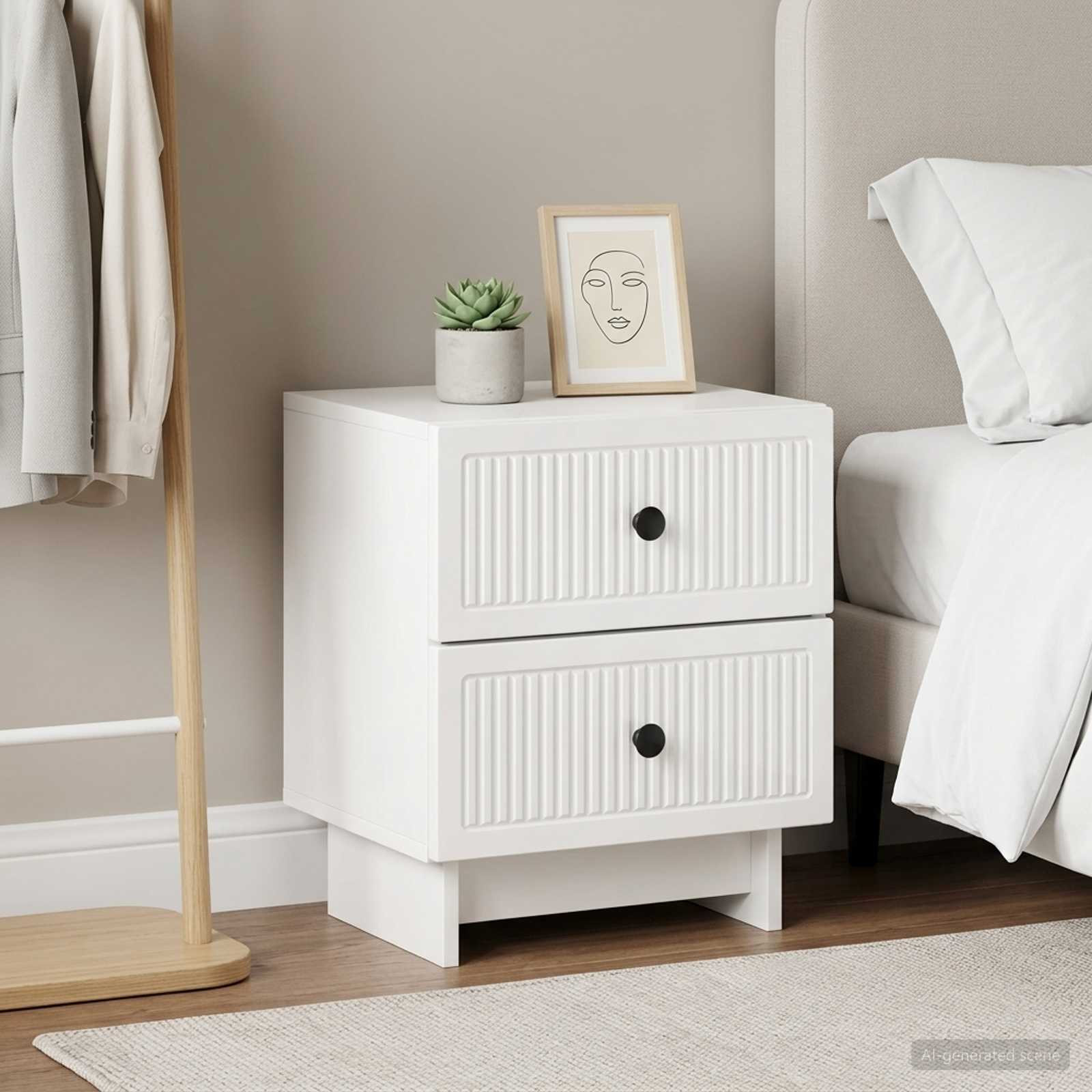 vidaXL Nachttisch 2 pcs Hochglanz Weiß 43 x 34,5 x 47,5 cm