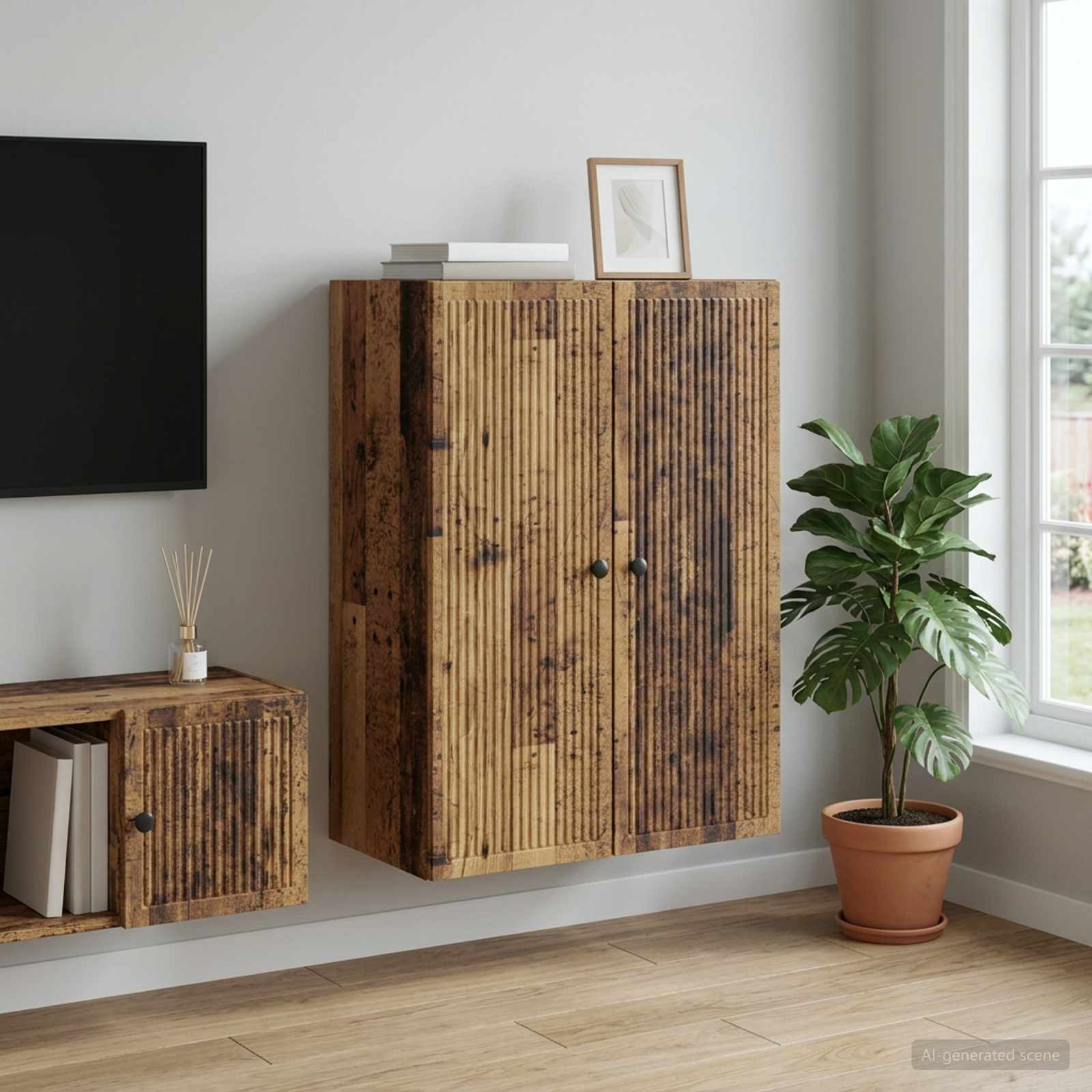 vidaXL Wandschrank Altholz 66 x 34,5 x 90 cm Holzwerkstoff
