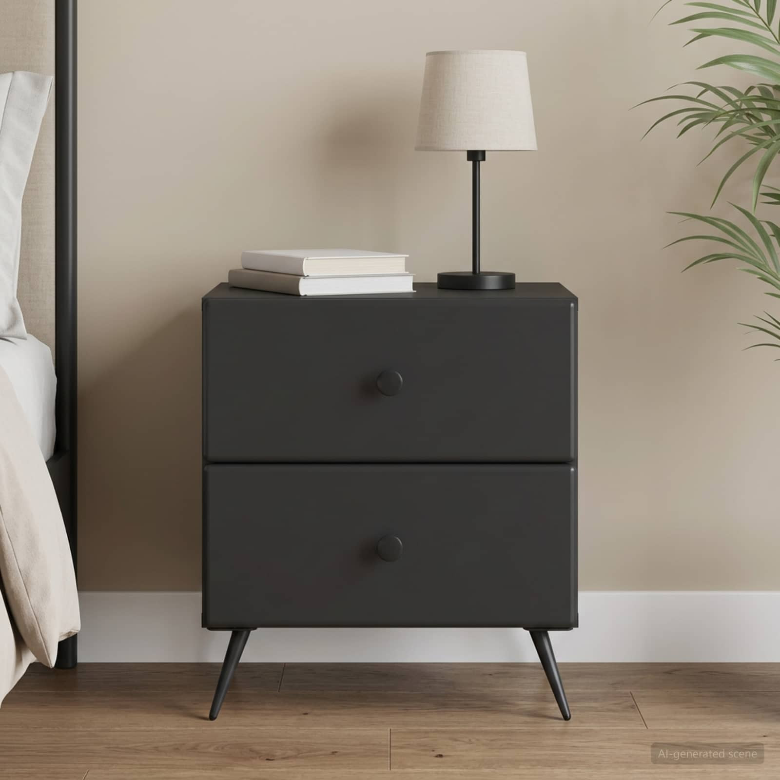 vidaXL Nachttisch Schwarz 43 x 34,5 x 47,5 cm Holzwerkstoff