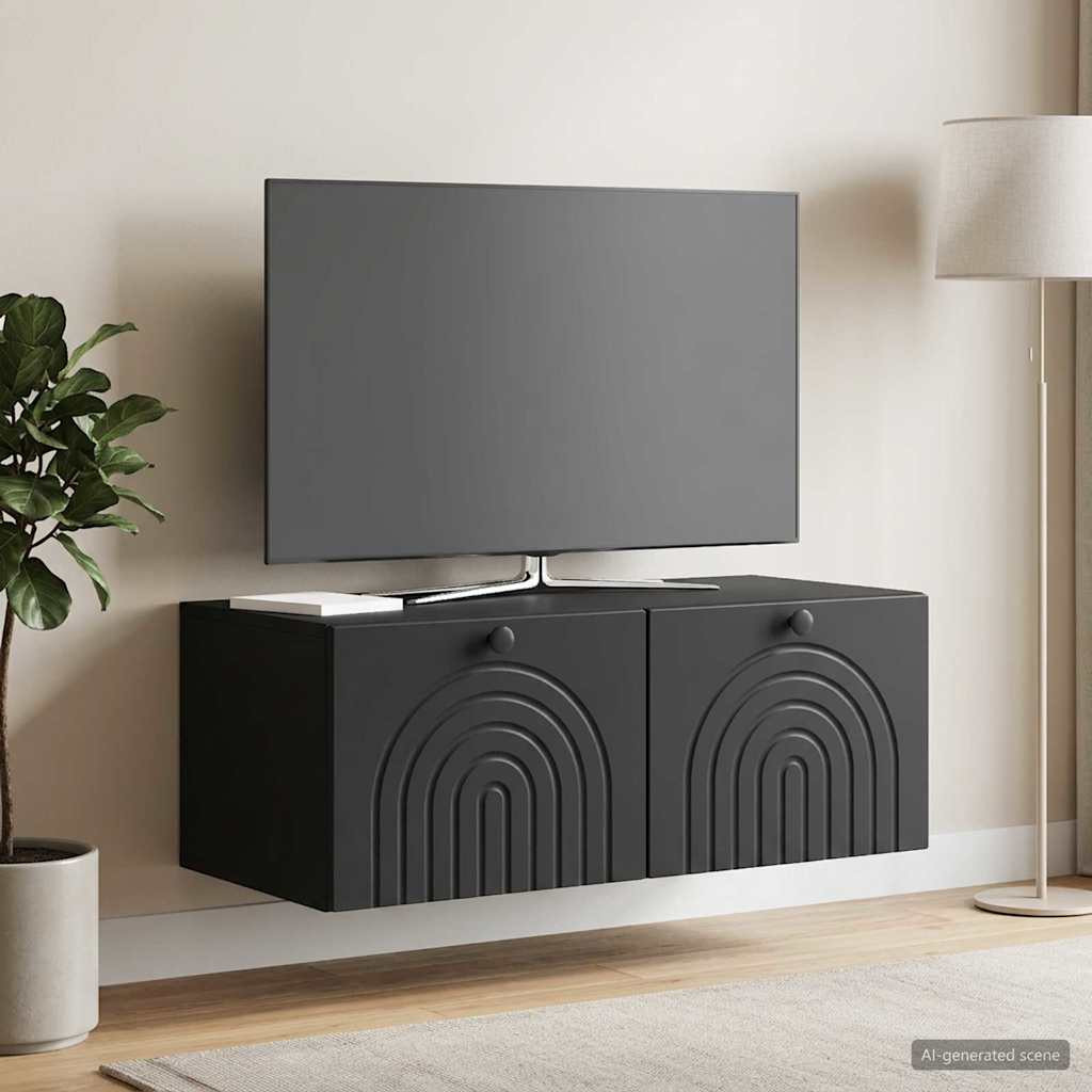 vidaXL Wandmontierter TV-Schrank Schwarz 78,5 x 41 x 30 cm