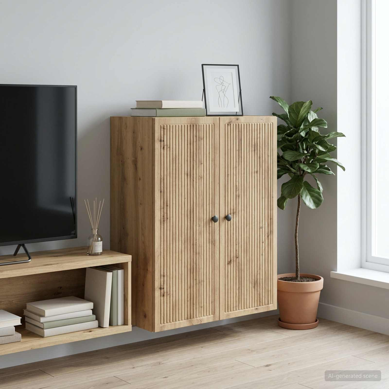 vidaXL Wandschrank 66 x 34,5 x 90 cm Holzwerkstoff Artisan-Eiche