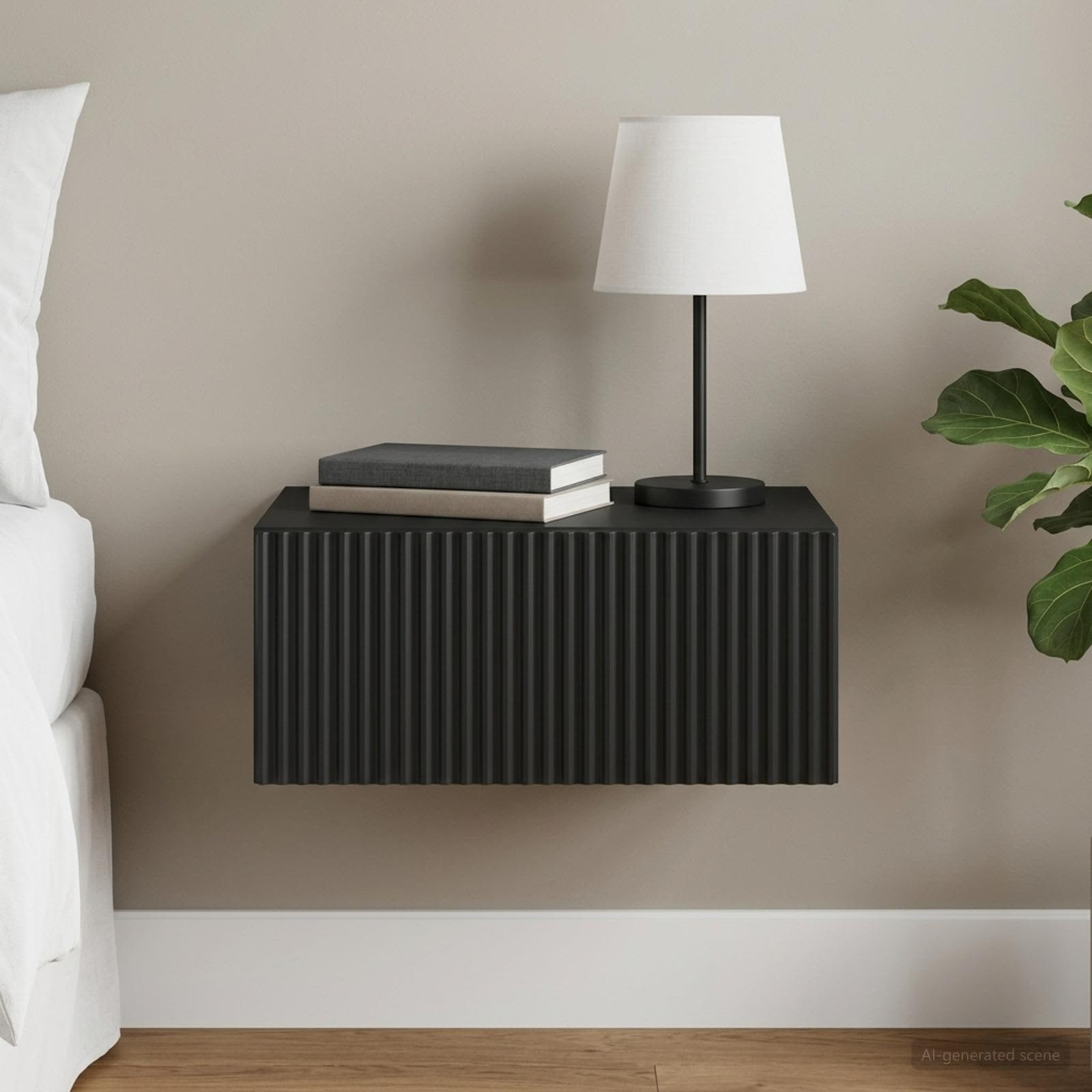 vidaXL Wandmontierter Nachttisch Schwarz 49 x 34,5 x 20 cm