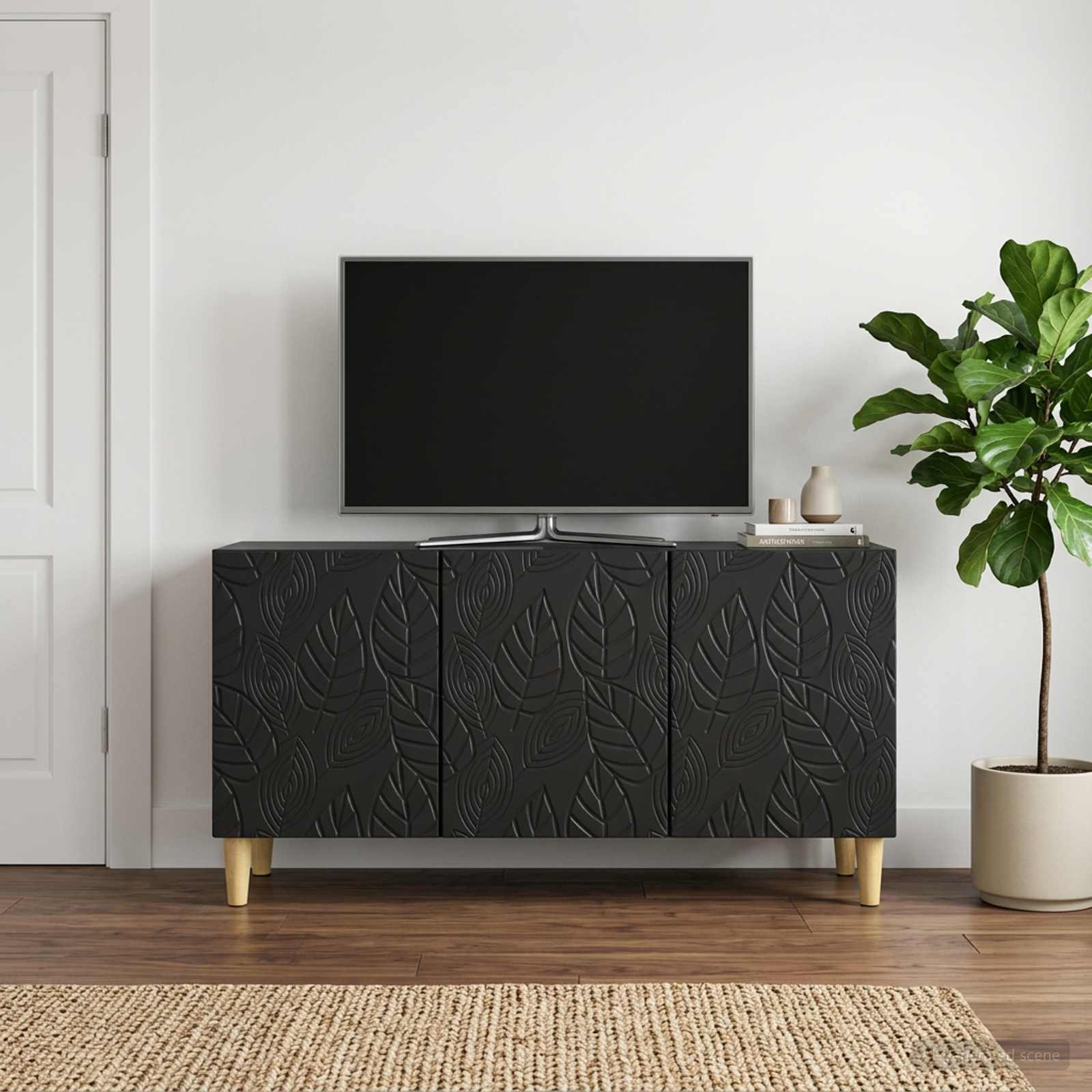 vidaXL TV-Schränk 99 x 34,5 x 50 cm Schwarz Holzwerkstoff