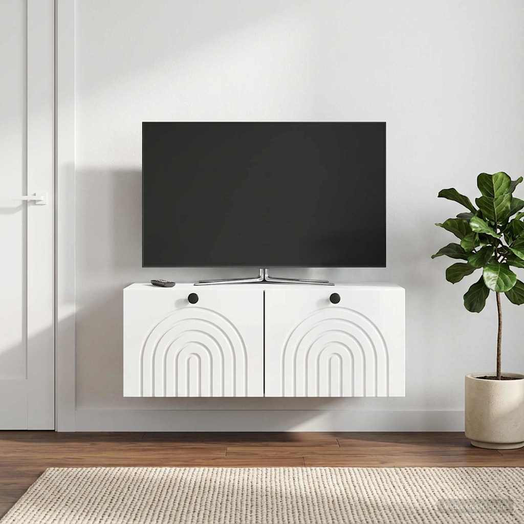 vidaXL Wandmontierter TV-Schrank Hochglanz Weiß 78,5 x 41 x 30 cm