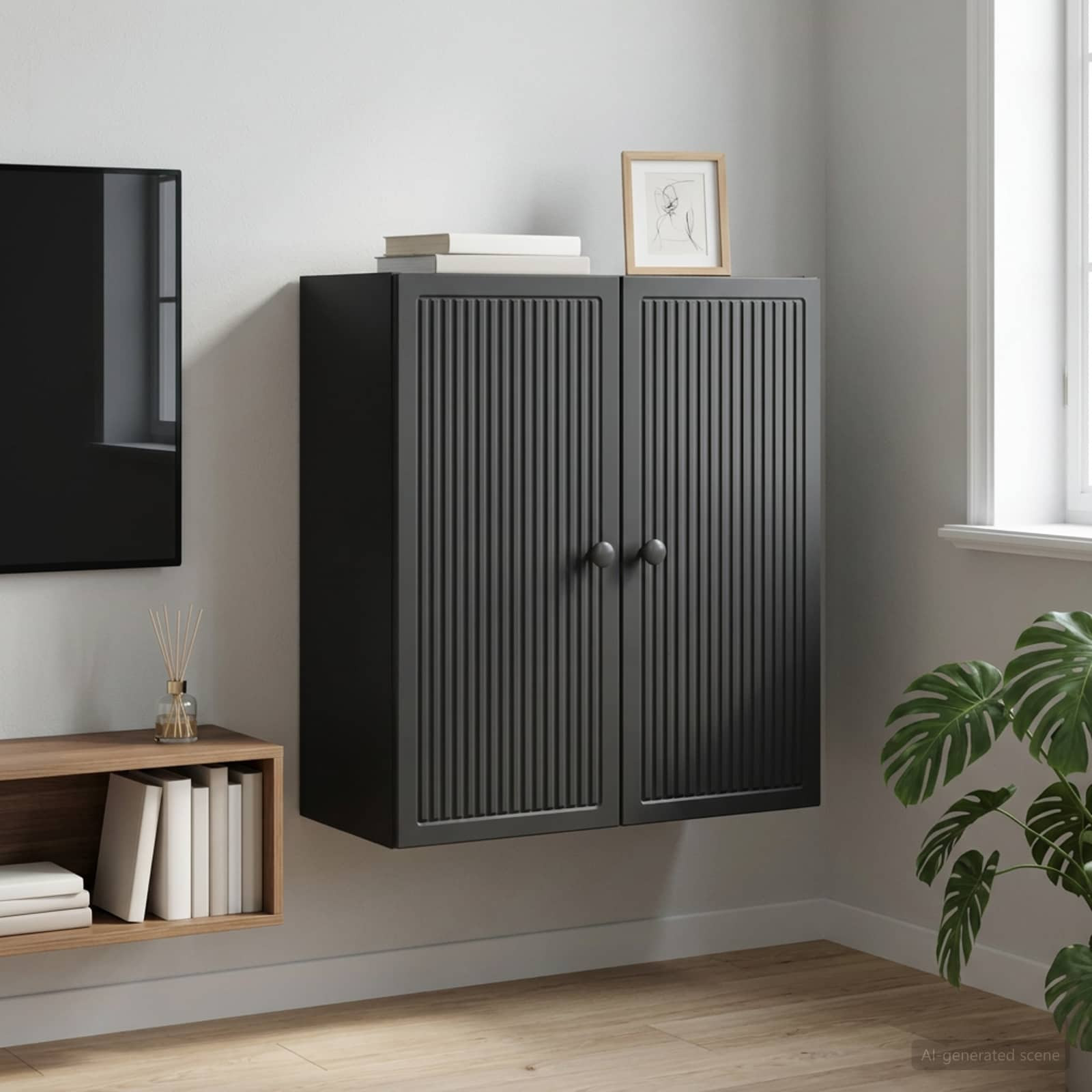 vidaXL Wandschrank Schwarz 59 x 31 x 60 cm Holzwerkstoff