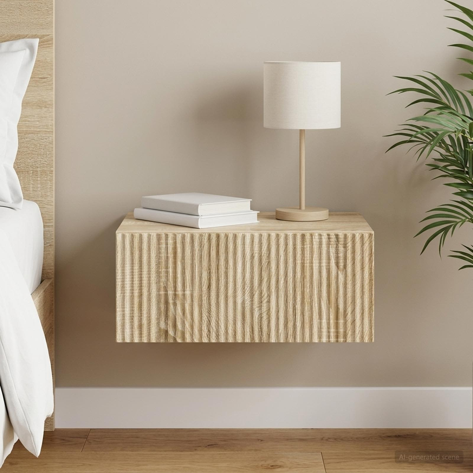 vidaXL Wandmontierter Nachttisch Sonoma-Eiche 49 x 34,5 x 20 cm