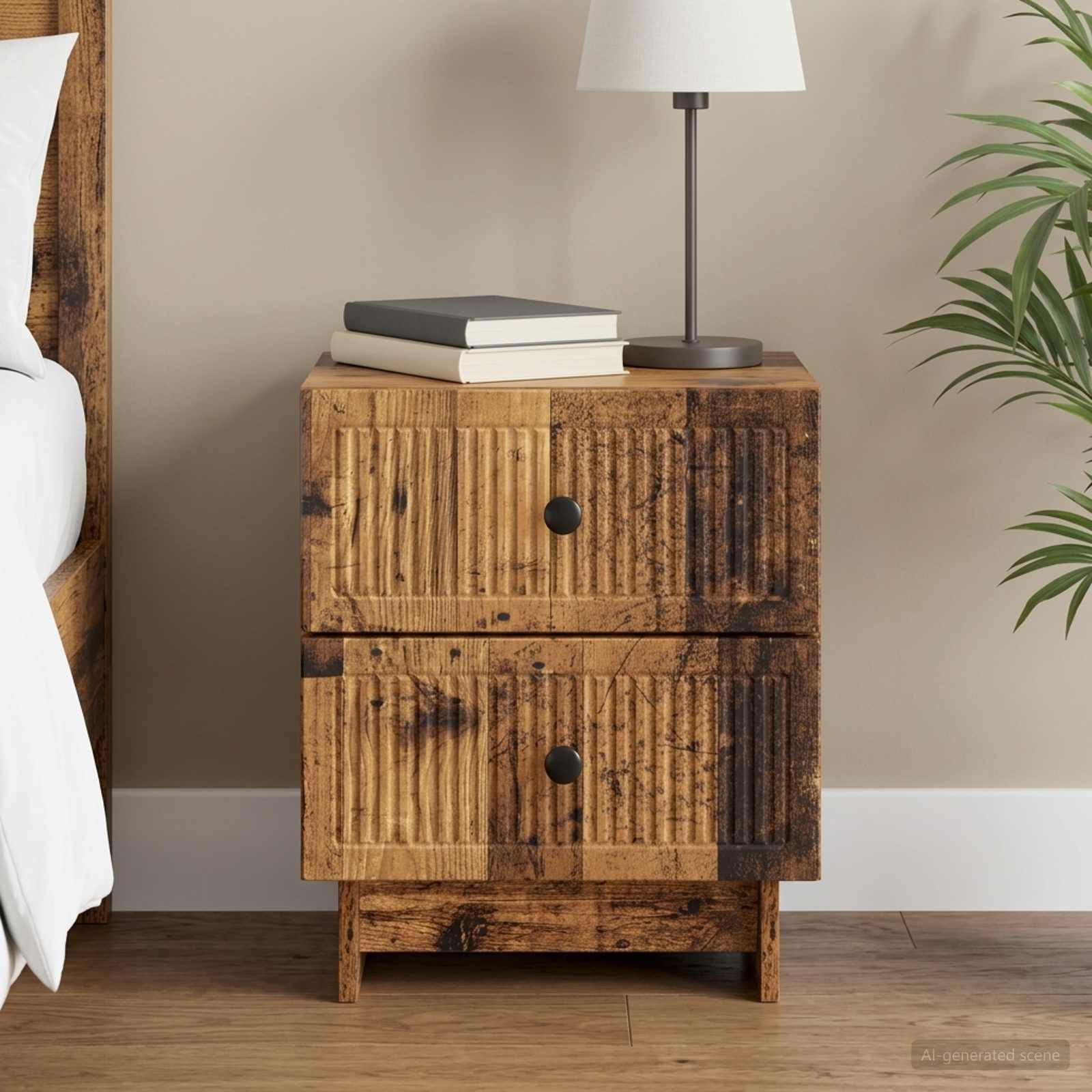 vidaXL Nachttisch Altholz 43 x 34,5 x 47,5 cm Holzwerkstoff