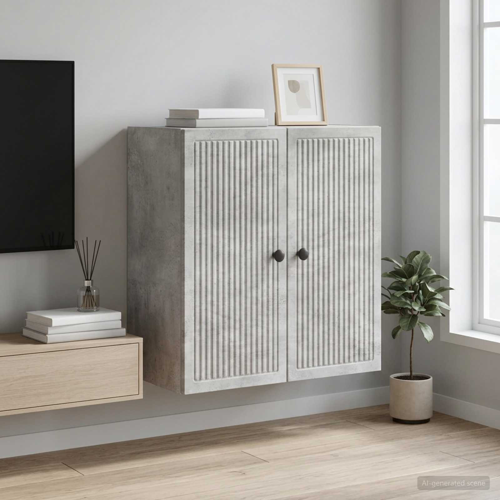 vidaXL Wandschrank Betongrau 59 x 31 x 60 cm Holzwerkstoff