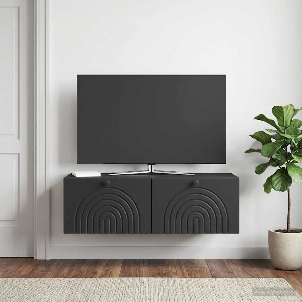 vidaXL Wandmontierter TV-Schrank Schwarz 99 x 41 x 30 cm Holzwerkstoff