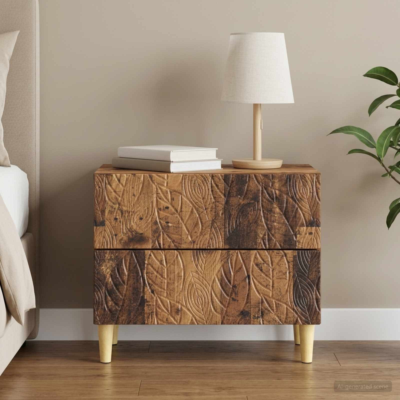 vidaXL Nachttisch Altholz 62 x 34,5 x 48 cm Holzwerkstoff