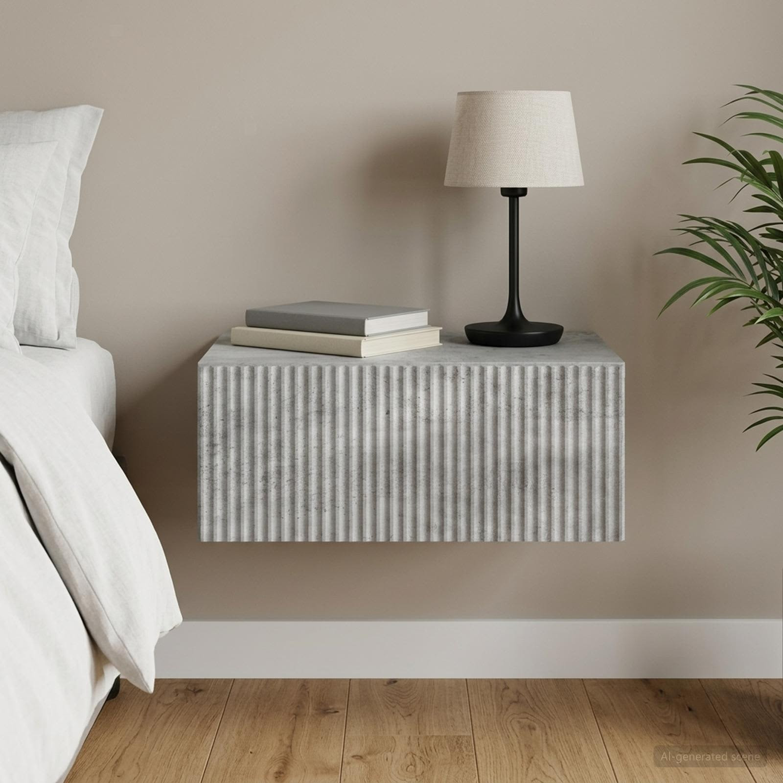 vidaXL Wandmontierter Nachttisch Betongrau 49 x 34,5 x 20 cm