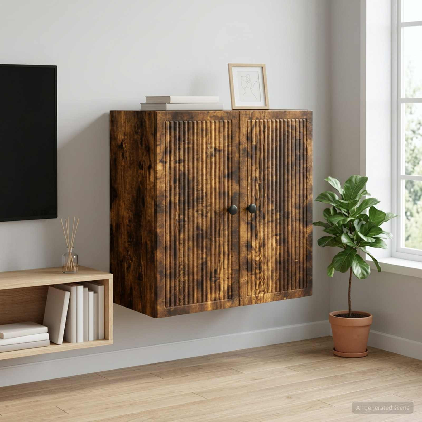 vidaXL Wandschrank Geräucherte Eiche 59 x 31 x 60 cm Holzwerkstoff