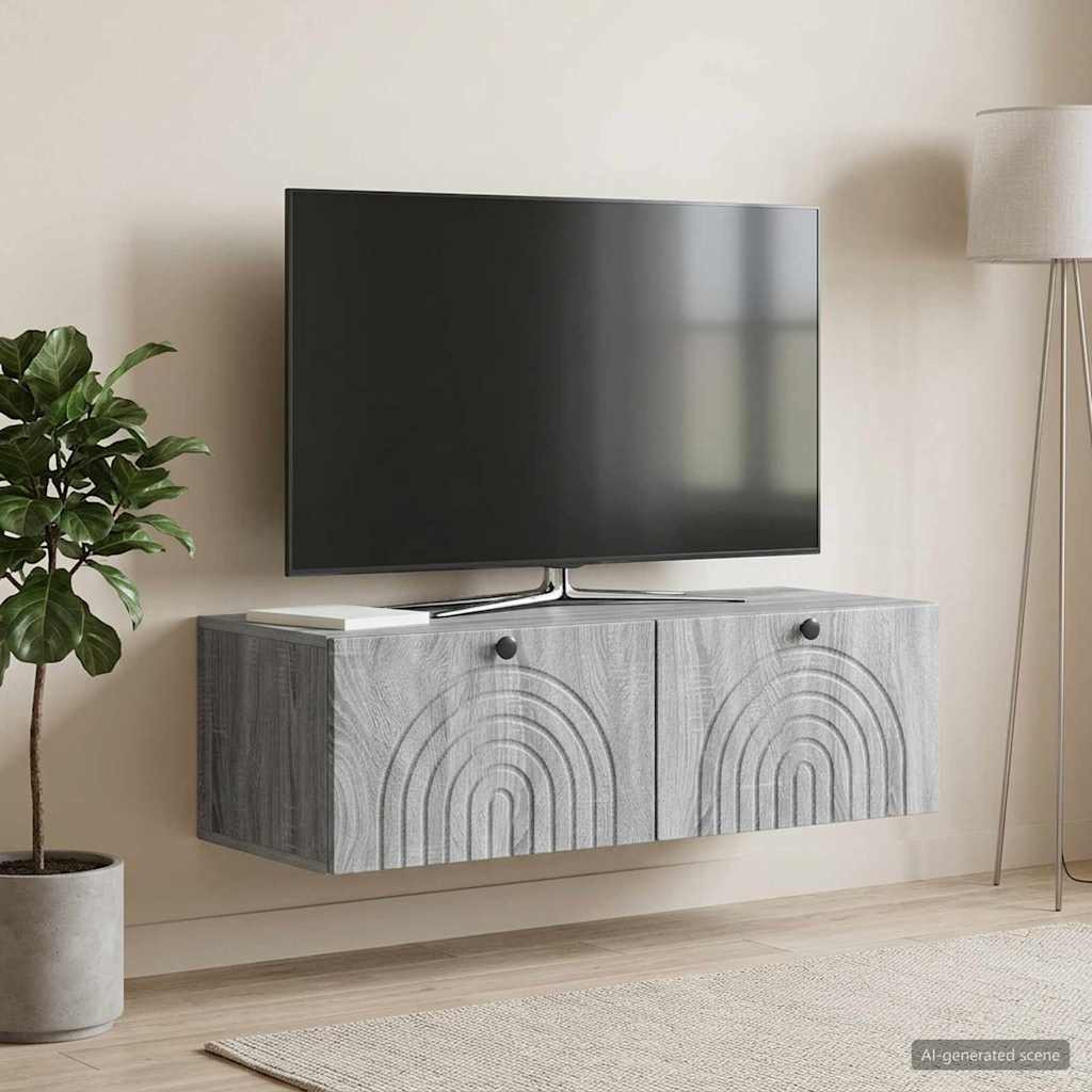 vidaXL Wandmontierter TV-Schrank Graues Sonoma 99 x 41 x 30 cm