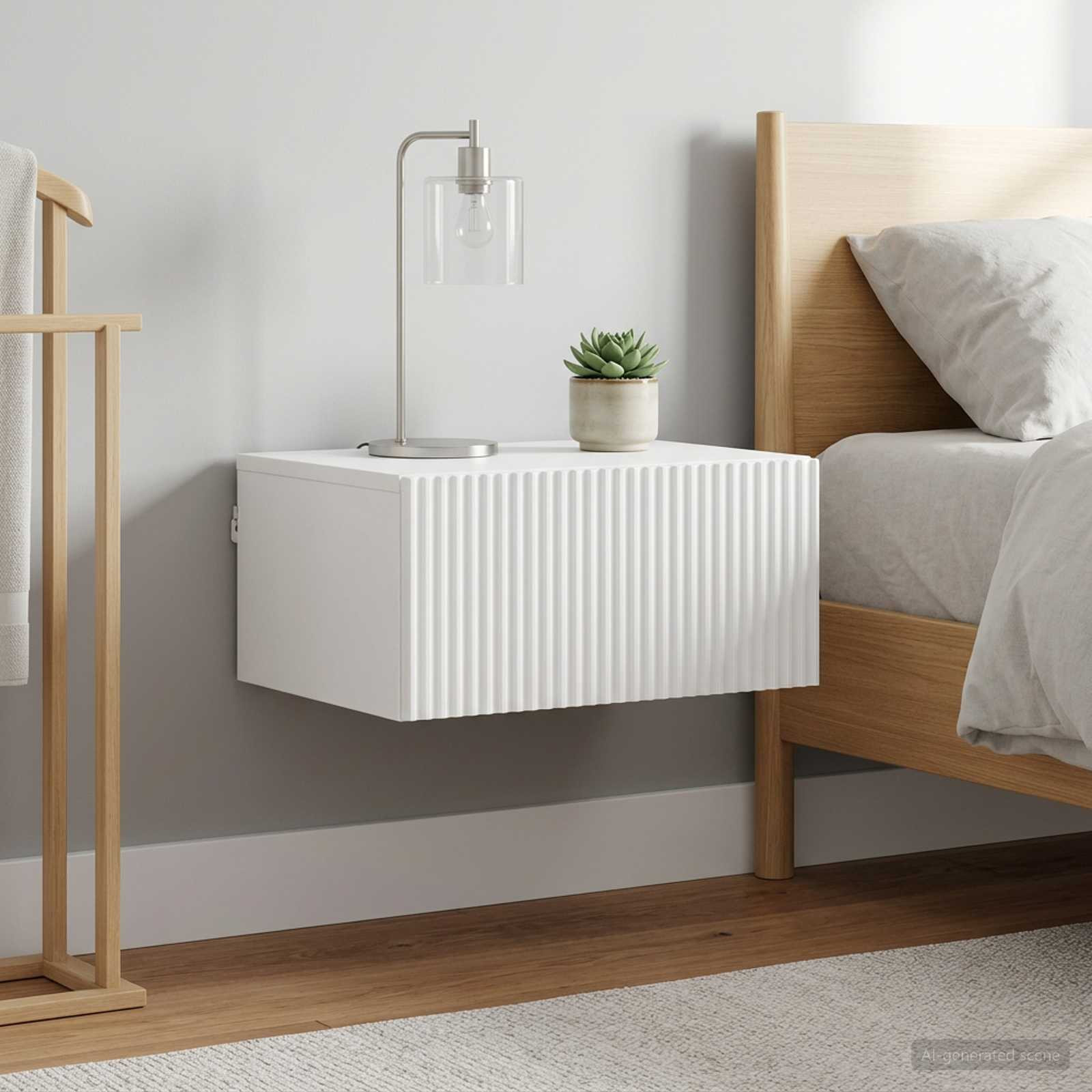 vidaXL Wandmontierter Nachttisch 2 pcs Hochglanz Weiß Holzwerkstoff
