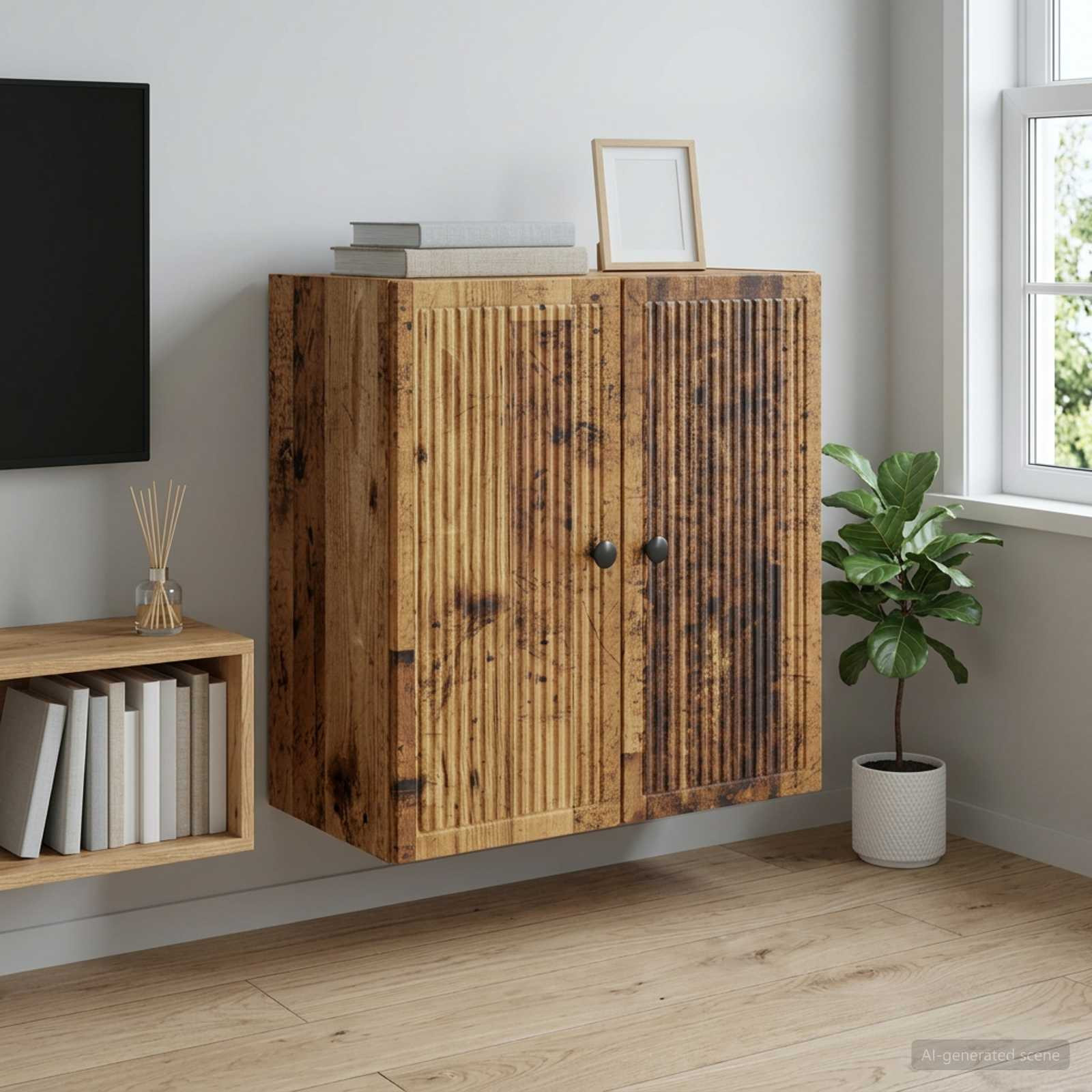 vidaXL Wandschrank Altholz 59 x 31 x 60 cm Holzwerkstoff