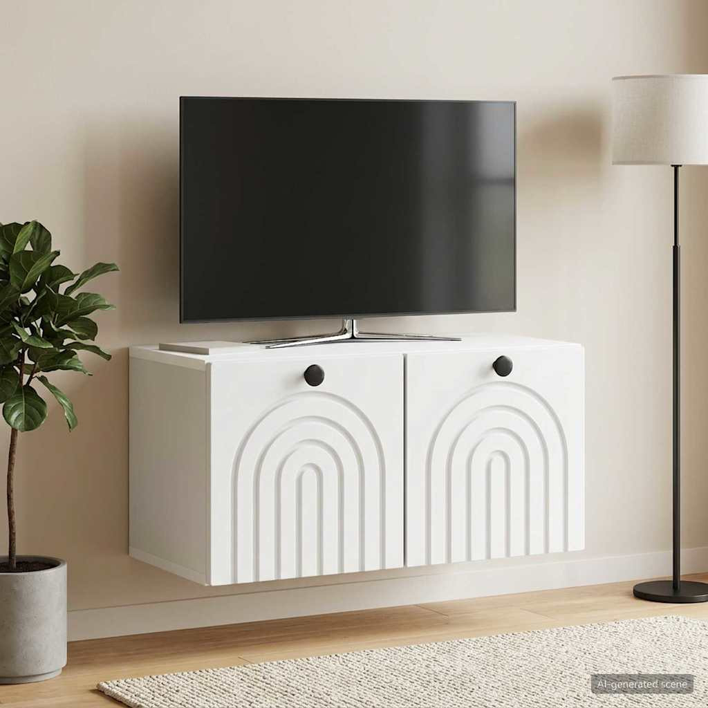 vidaXL Wandmontierter TV-Schrank Weiß 59,5 x 31 x 30 cm Holzwerkstoff