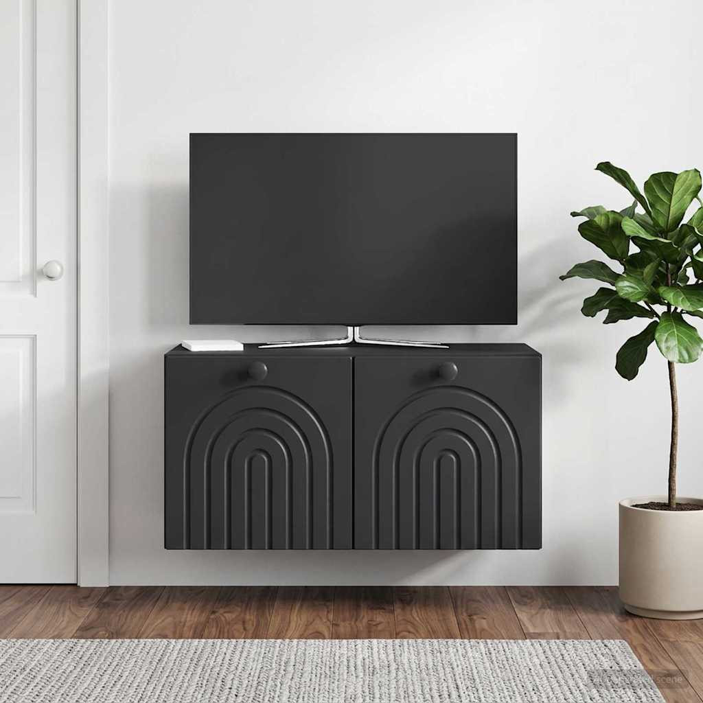 vidaXL Wandmontierter TV-Schrank Schwarz 59,5 x 31 x 30 cm