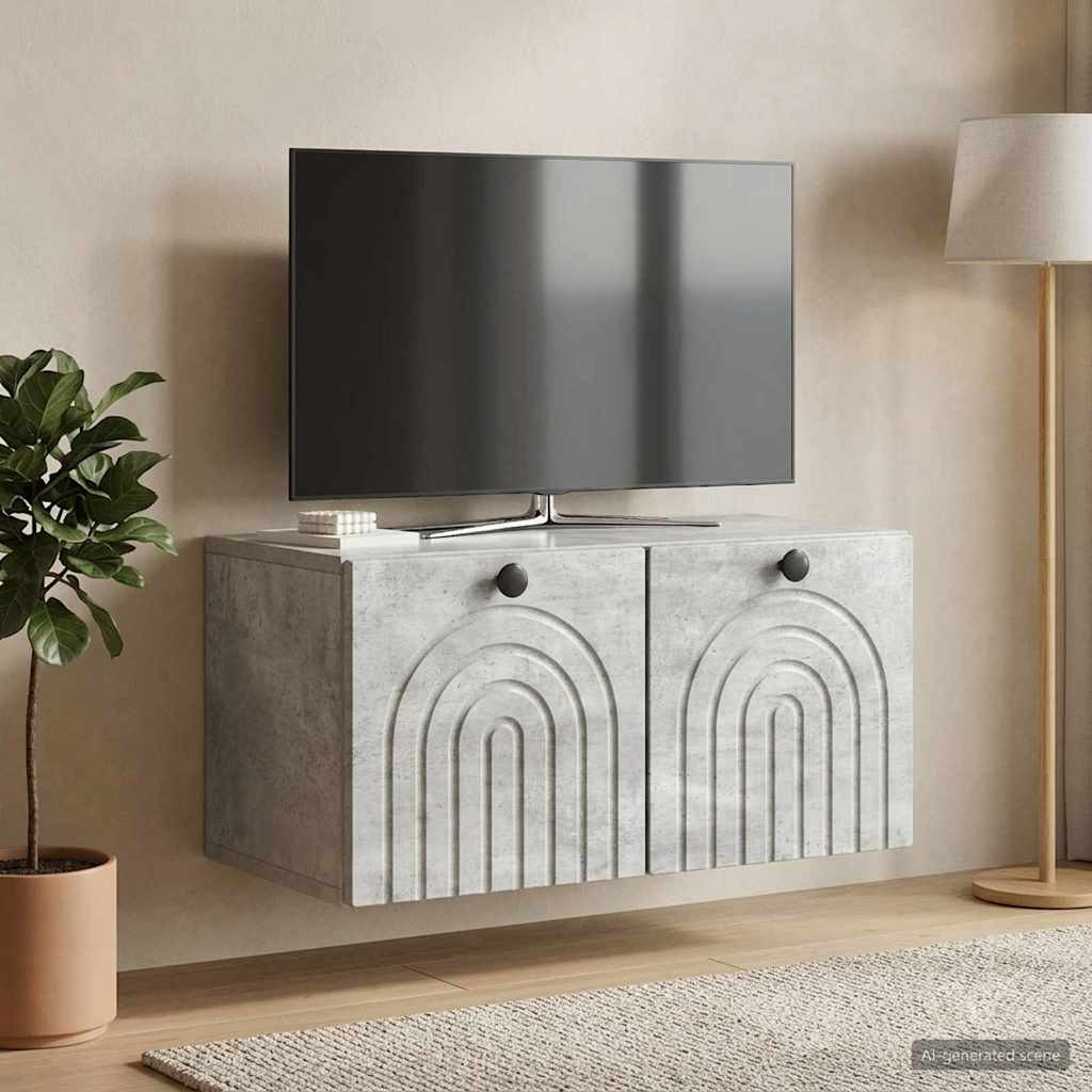 vidaXL Wandmontierter TV-Schrank Betongrau 59,5 x 31 x 30 cm
