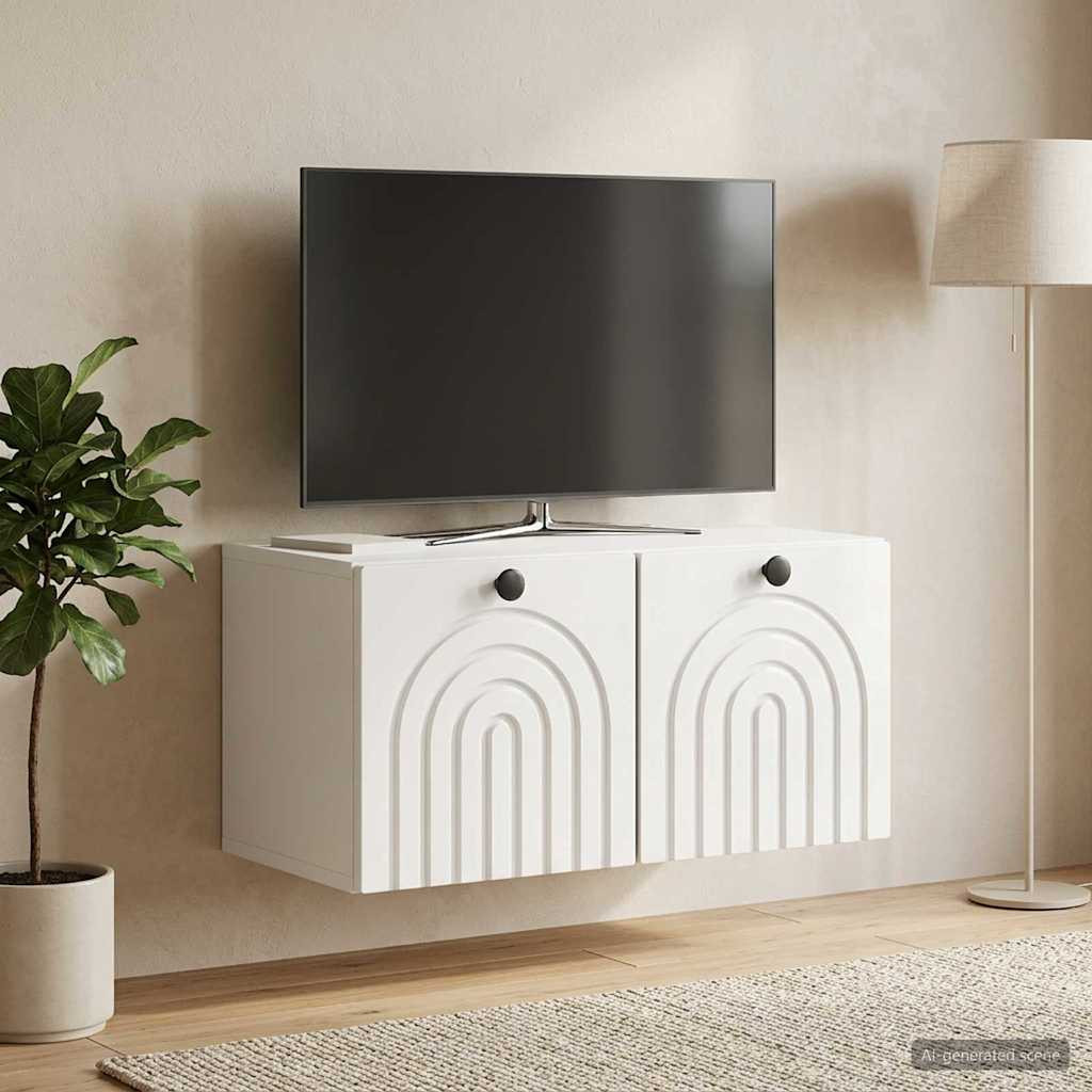 vidaXL Wandmontierter TV-Schrank Hochglanz Weiß 59,5 x 31 x 30 cm