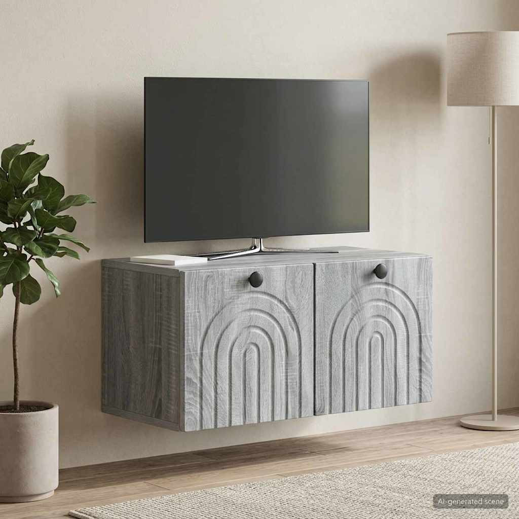 vidaXL Wandmontierter TV-Schrank Graues Sonoma 59,5 x 31 x 30 cm