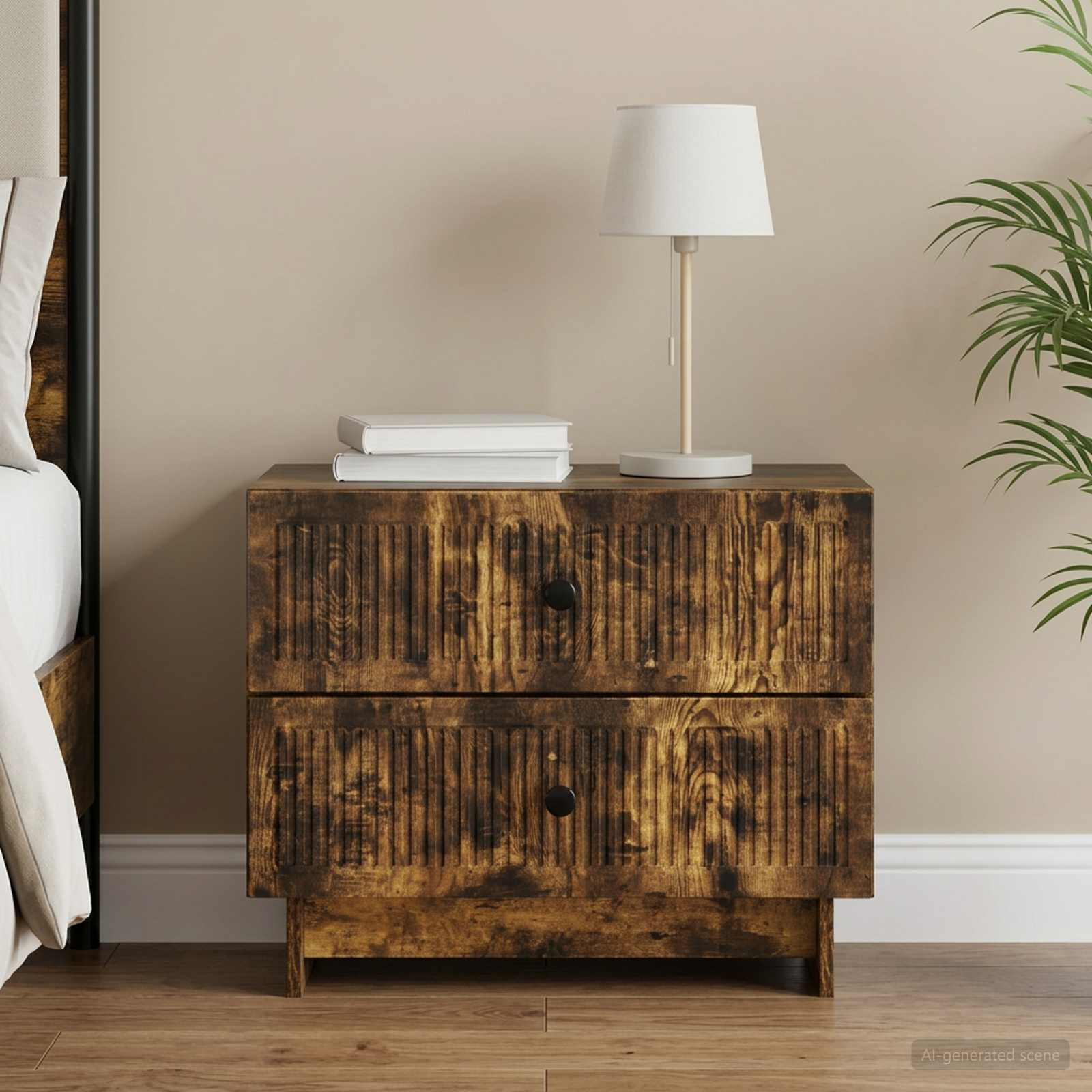 vidaXL Nachttisch Geräucherte Eiche 62 x 34,5 x 47,5 cm Holzwerkstoff