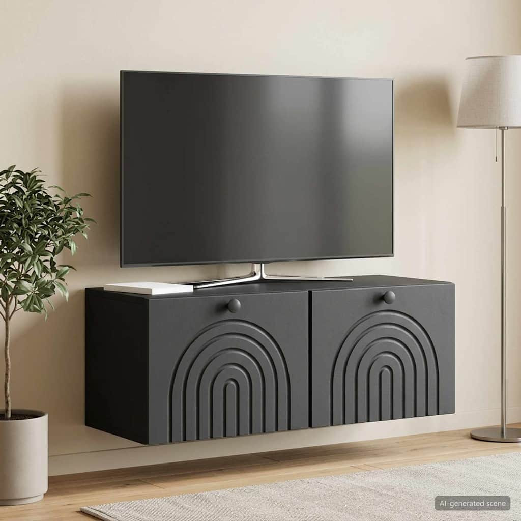 vidaXL Wandmontierter TV-Schrank Schwarz 78,5 x 31 x 30 cm