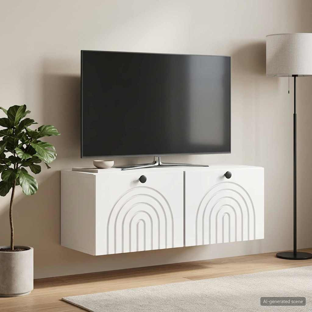 vidaXL Wandmontierter TV-Schrank Hochglanz Weiß 78,5 x 31 x 30 cm