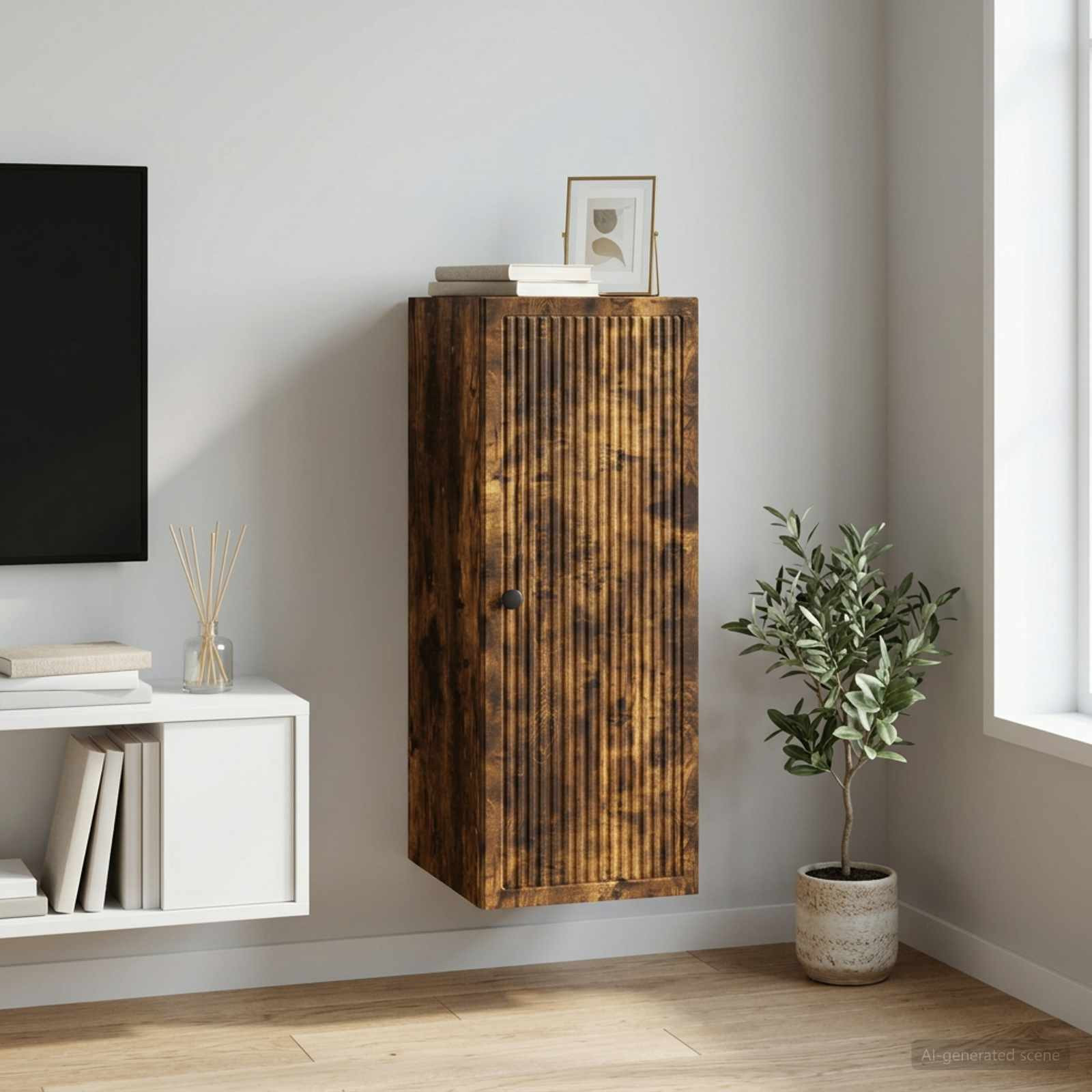 vidaXL Wandschrank Geräucherte Eiche 33 x 34,5 x 90 cm Holzwerkstoff