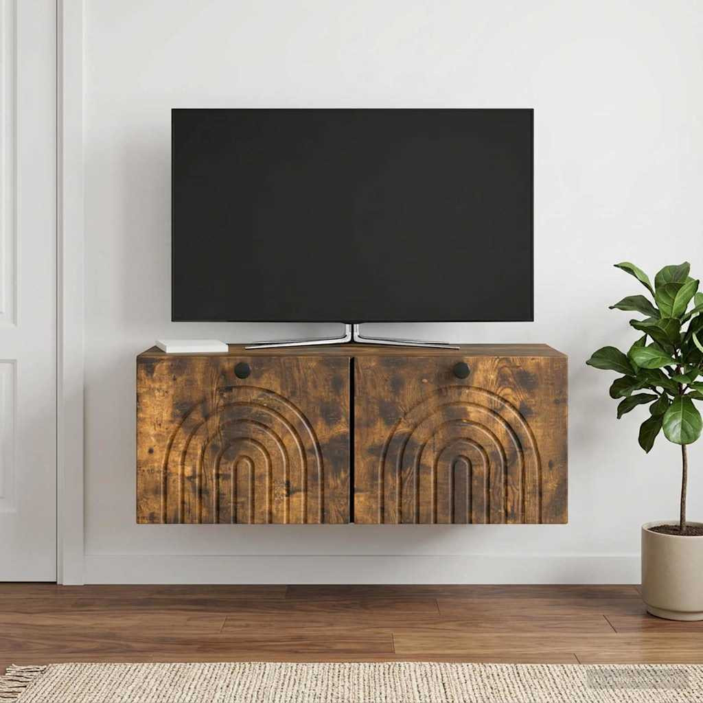 vidaXL Wandmontierter TV-Schrank Geräucherte Eiche 78,5 x 31 x 30 cm